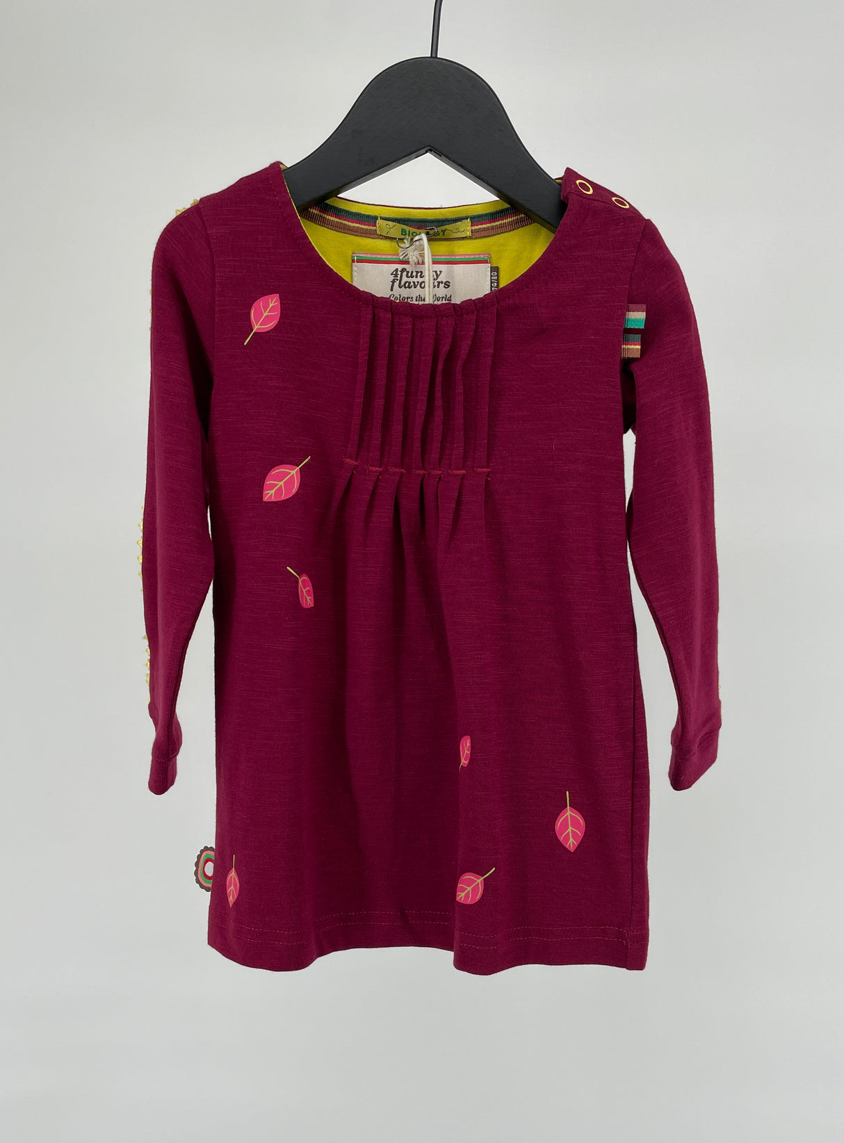 Jurk Bordeaux Rood Blaadjes Maat 74 / 80