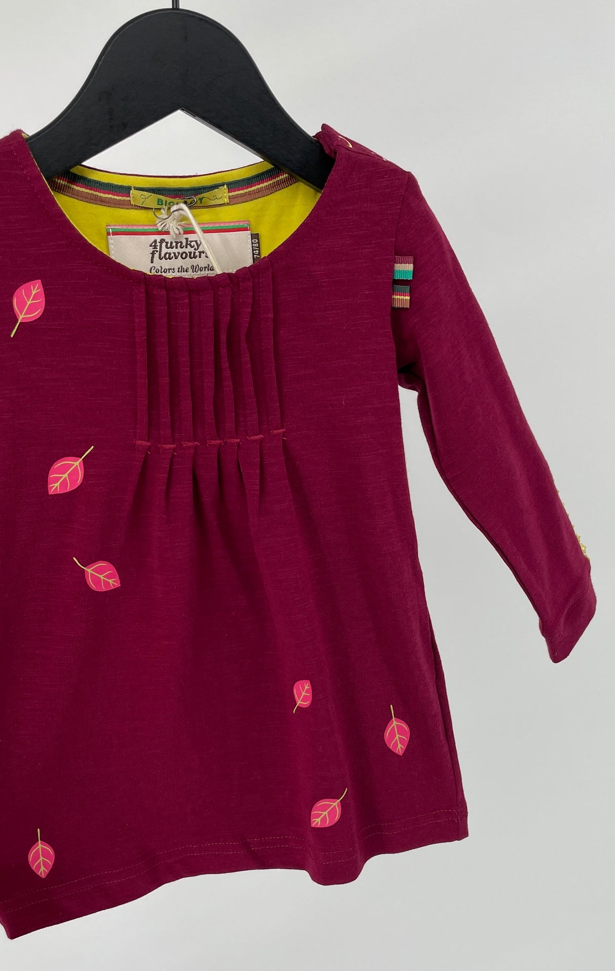 Jurk Bordeaux Rood Blaadjes Maat 74 / 80