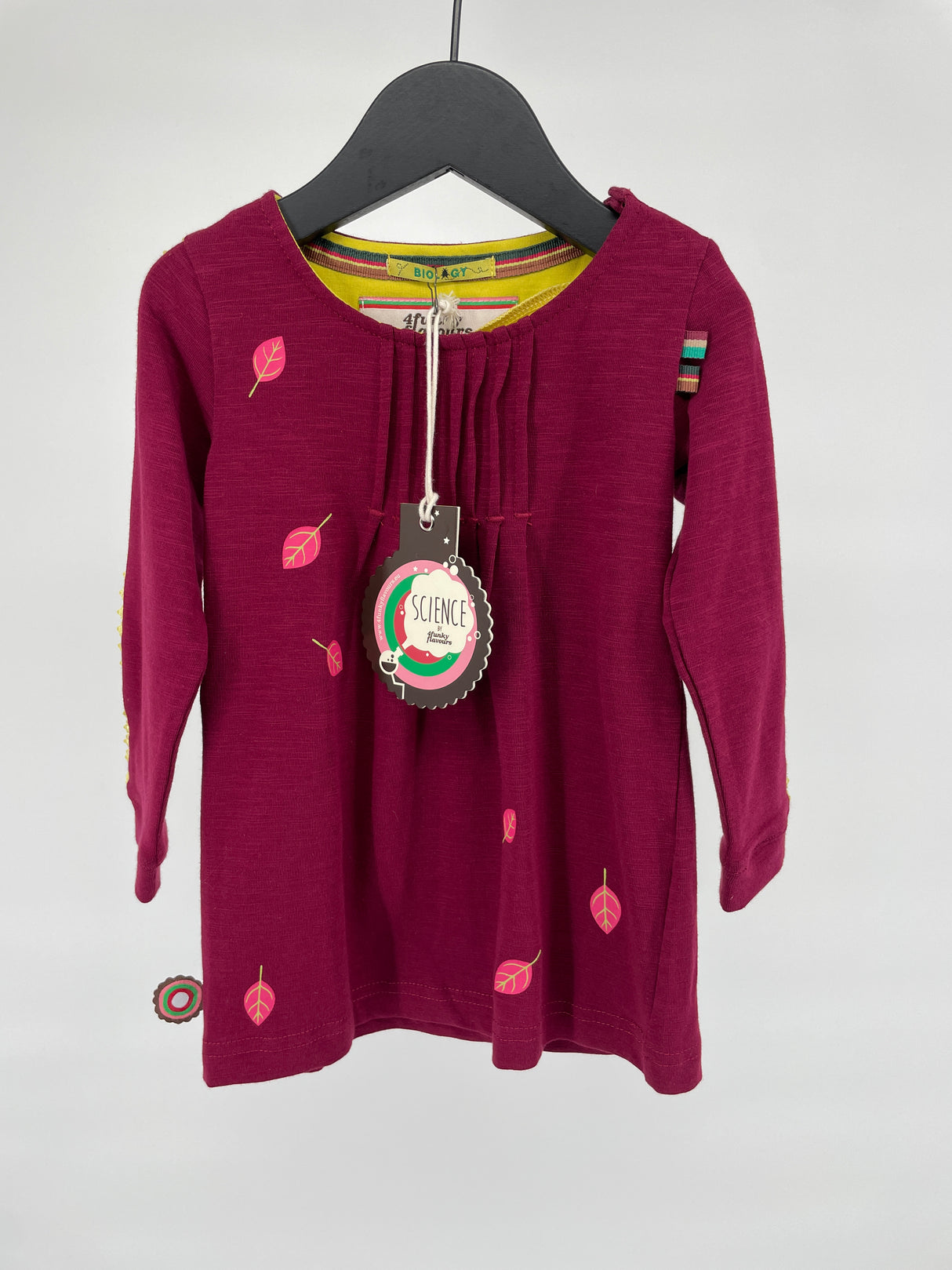 Jurk Bordeaux Rood Blaadjes Maat 74 / 80