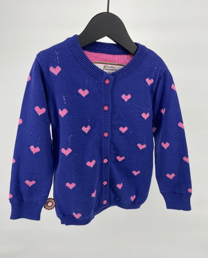 Vest Paars Roze Hartjes Maat 86 / 92