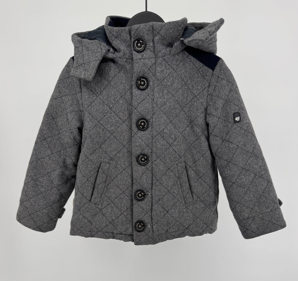 Winterjas Grijs Wol Patchwork Maat 98 / 104