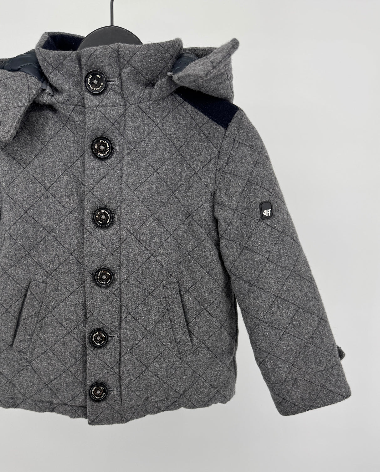 Winterjas Grijs Wol Patchwork Maat 98 / 104