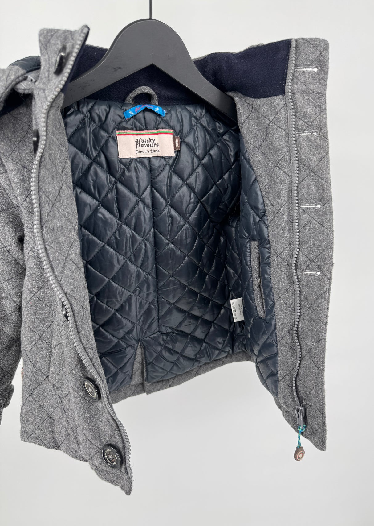 Winterjas Grijs Wol Patchwork Maat 98 / 104