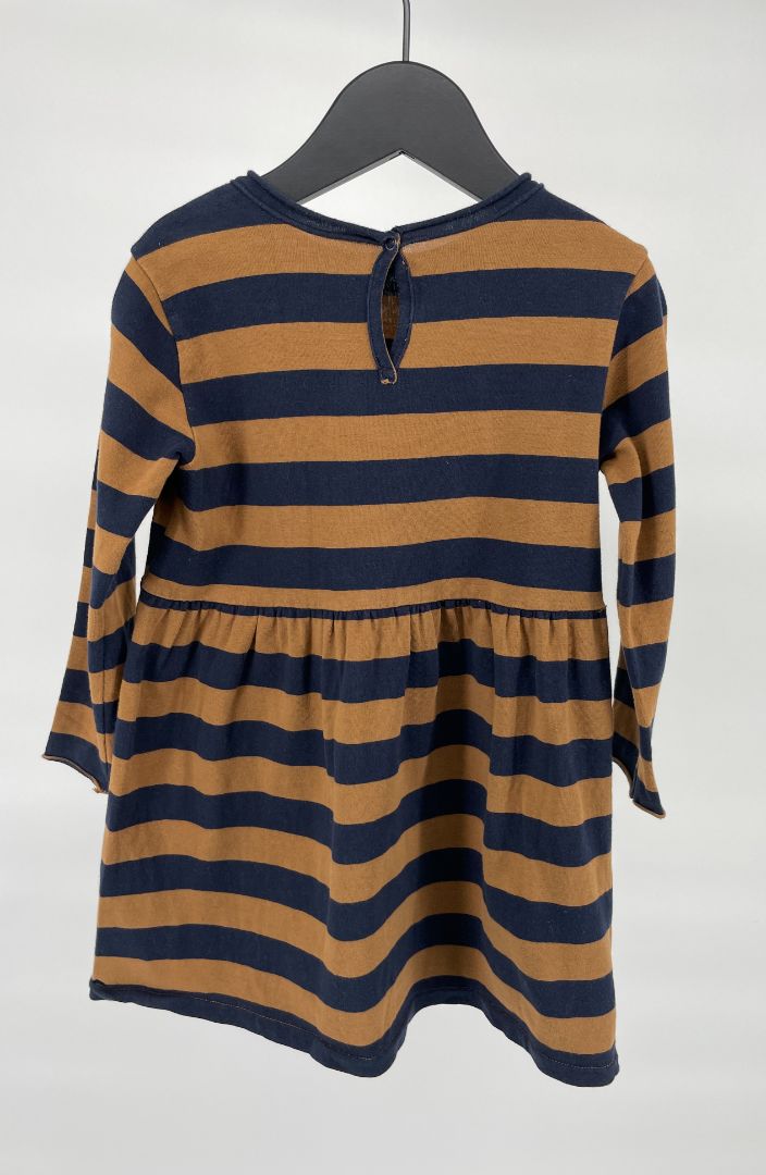 Jurk Bruin Blauw Gestreept Lange Mouw Maat 86 / 92