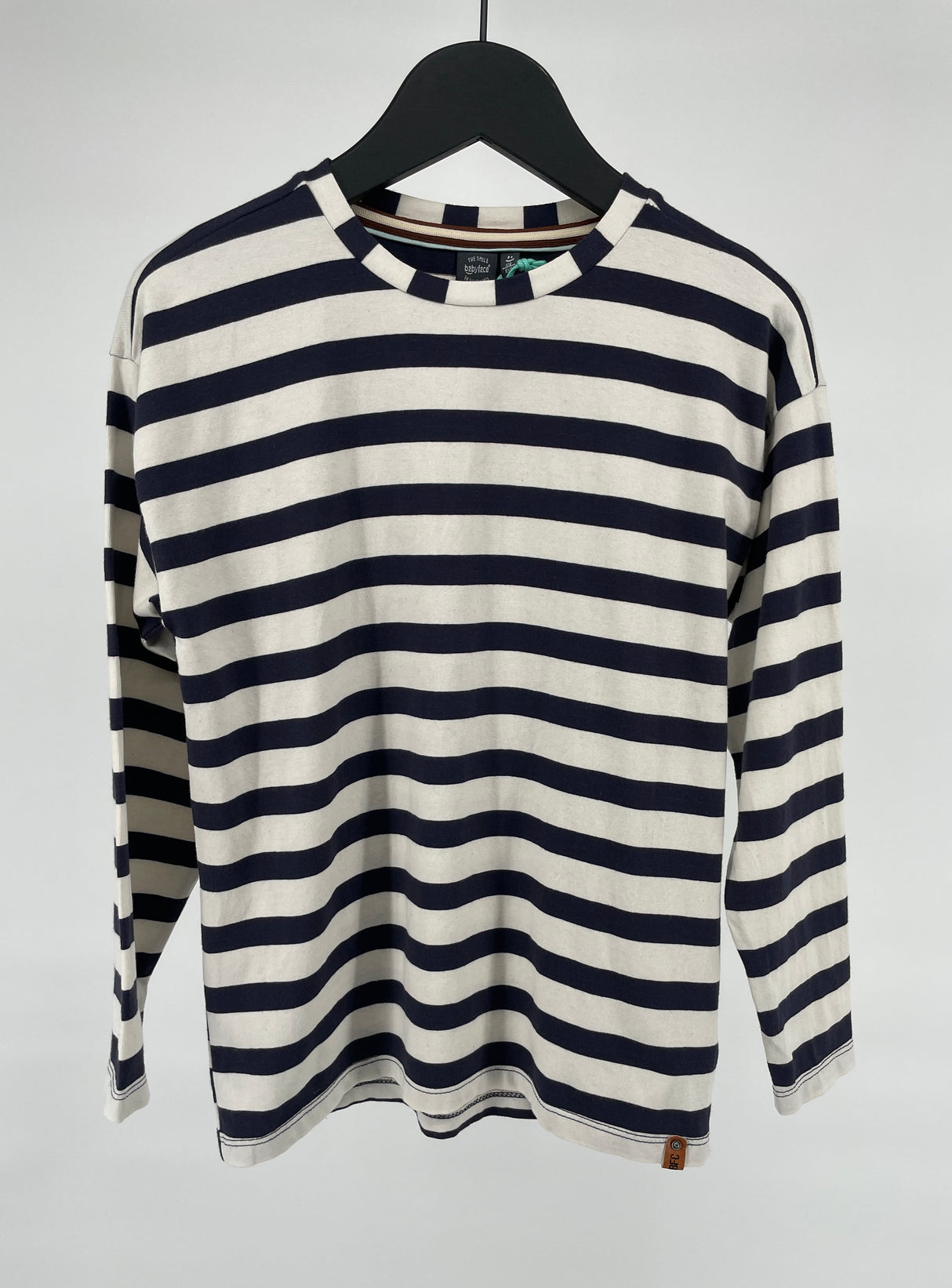 Longsleeve Donkerblauw Beige Gestreept Maat 128