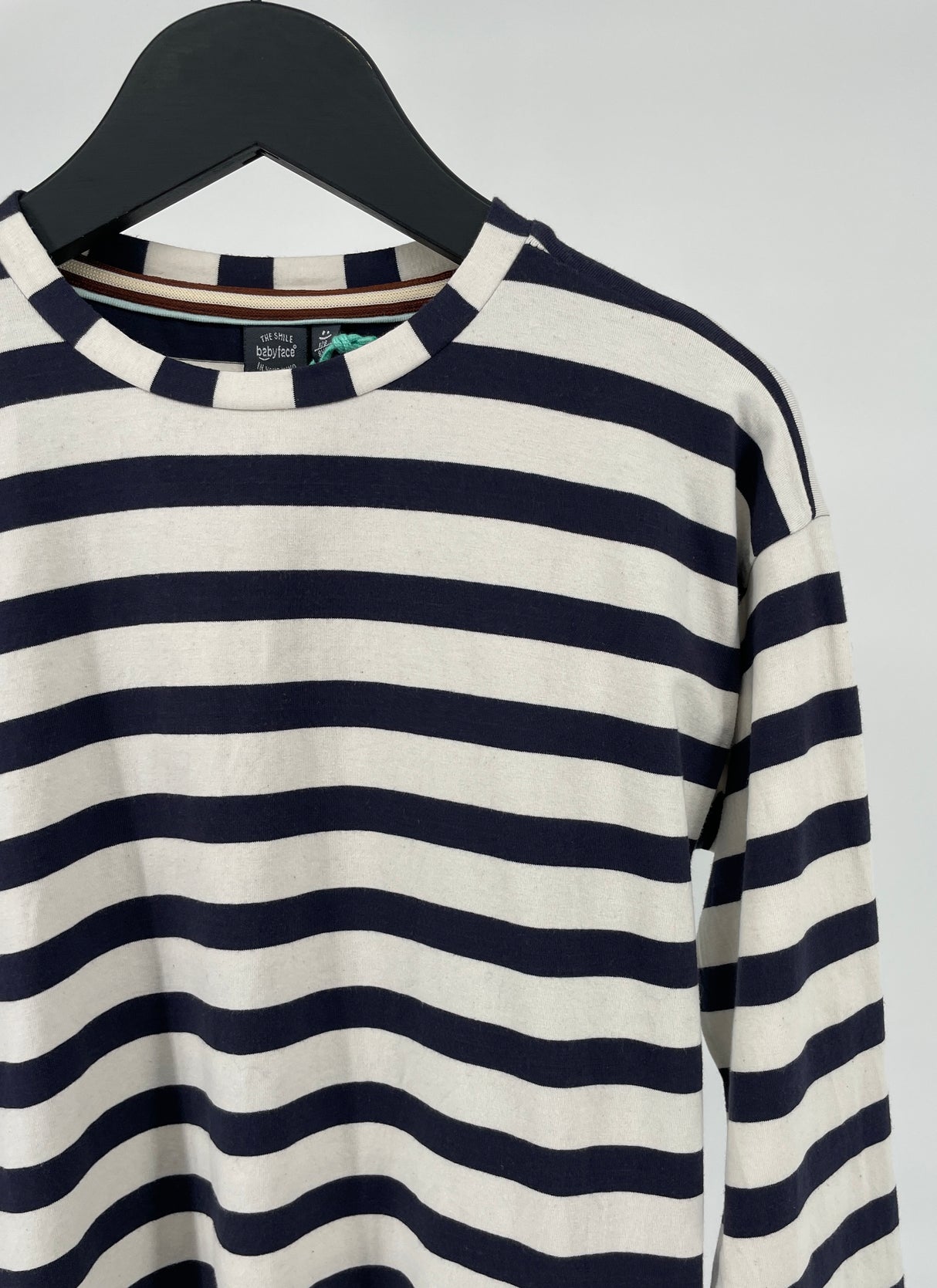 Longsleeve Donkerblauw Beige Gestreept Maat 128