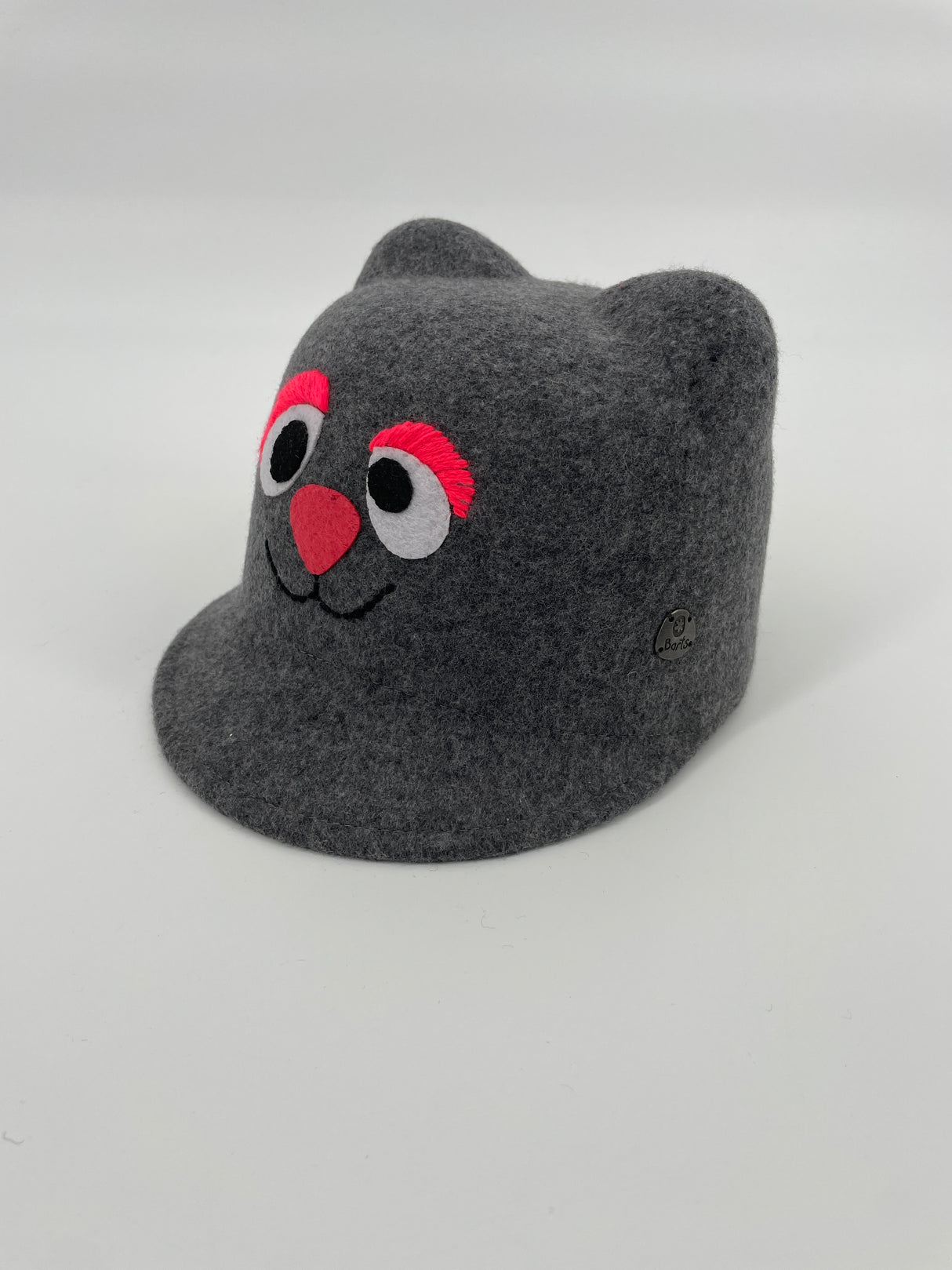 Hoedje Wol Grijs met Kattenkop Maat 4 - 8 Jaar