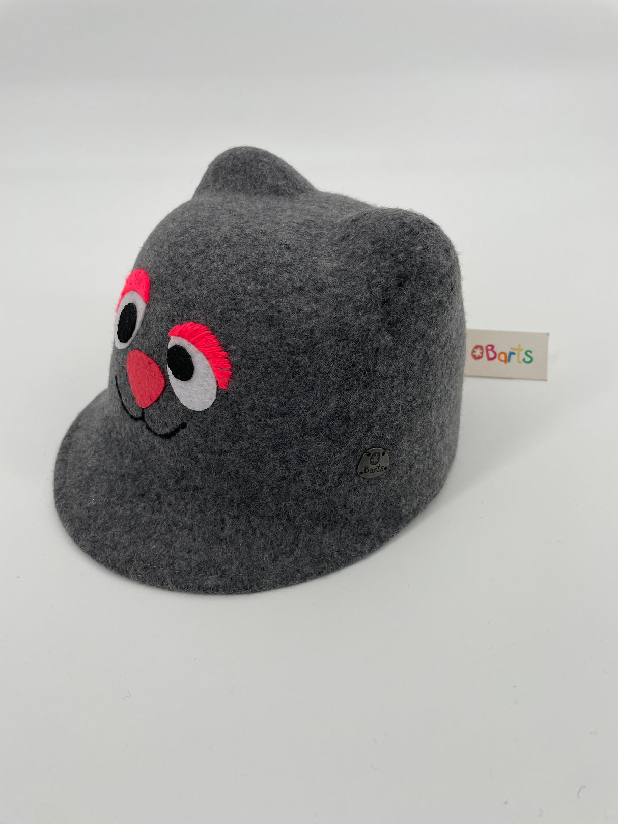 Hoedje Wol Grijs met Kattenkop Maat 4 - 8 Jaar