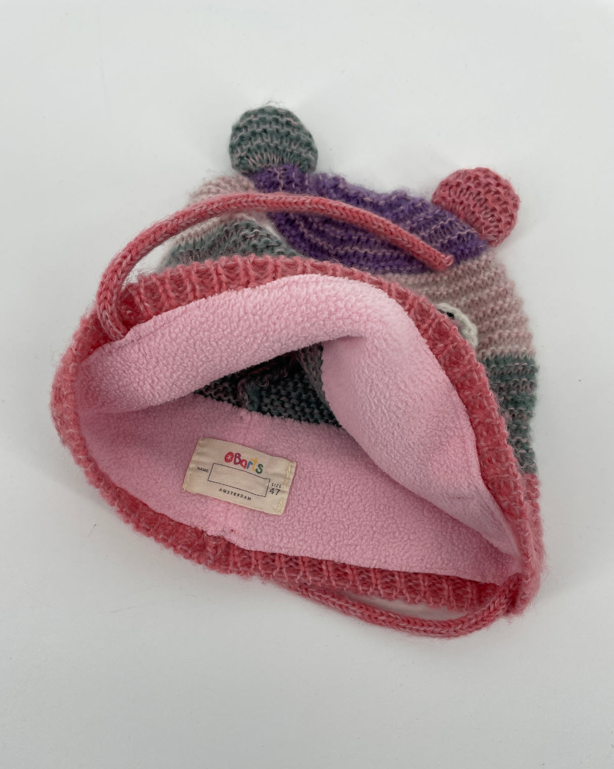 Muts Dieren Gezicht Roze Paars Maat 80 / 86