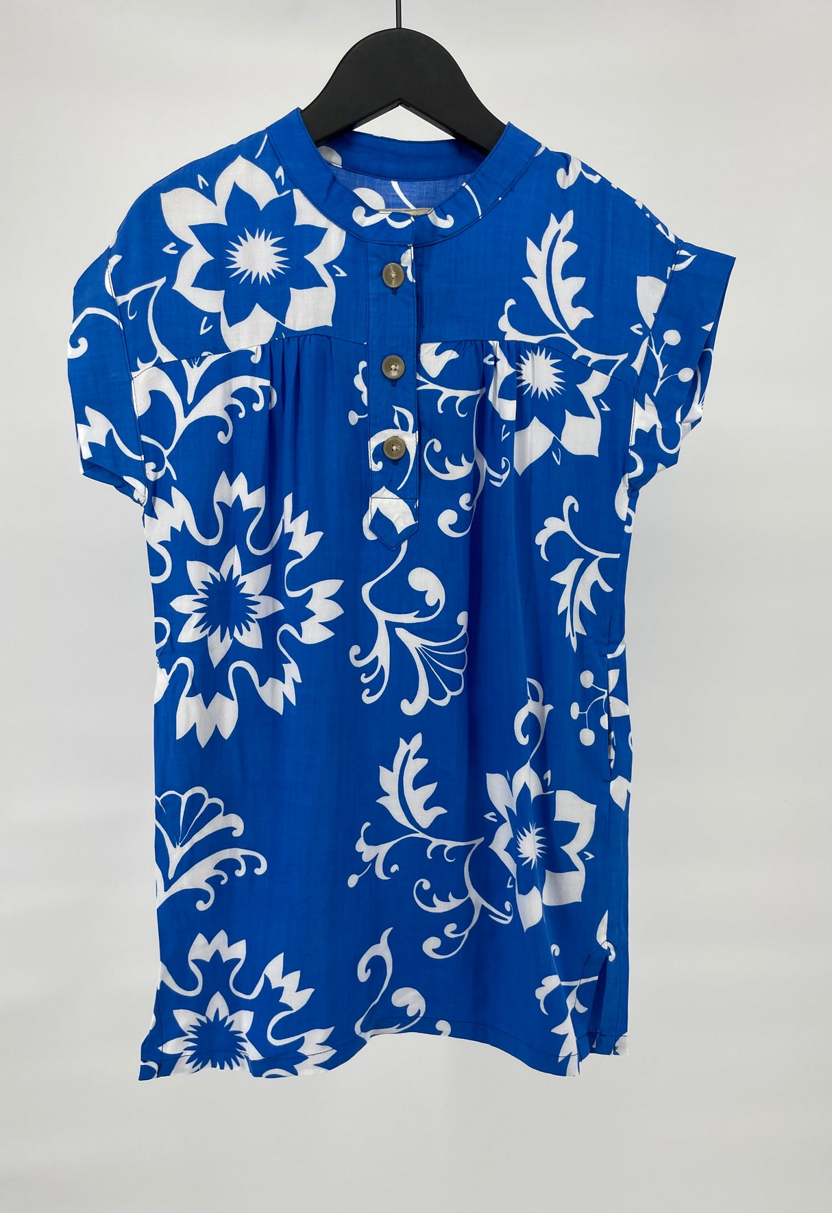 Jurk Blauw Wit Korte Mouw