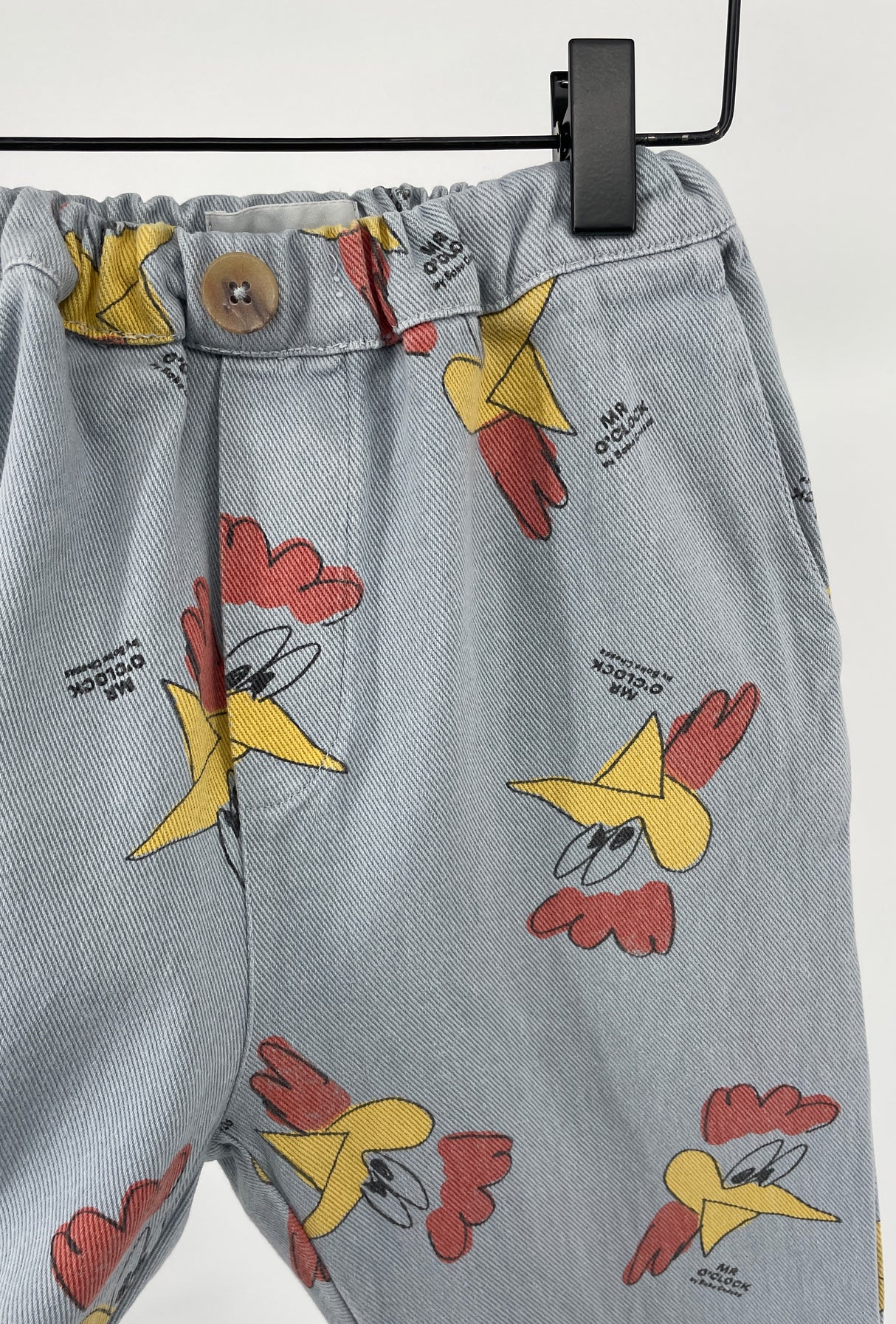 Broek Lichtblauw Hanenprint Maat 116 / 122