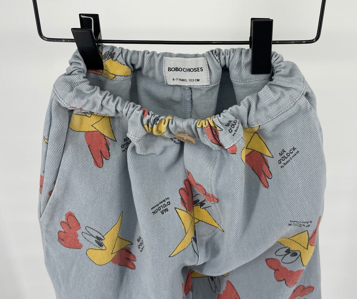 Broek Lichtblauw Hanenprint Maat 116 / 122