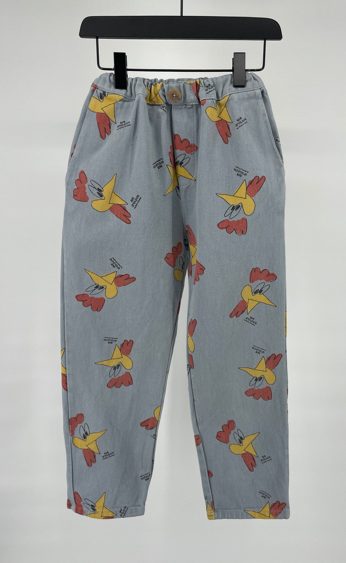 Broek Lichtblauw Hanenprint Maat 116 / 122