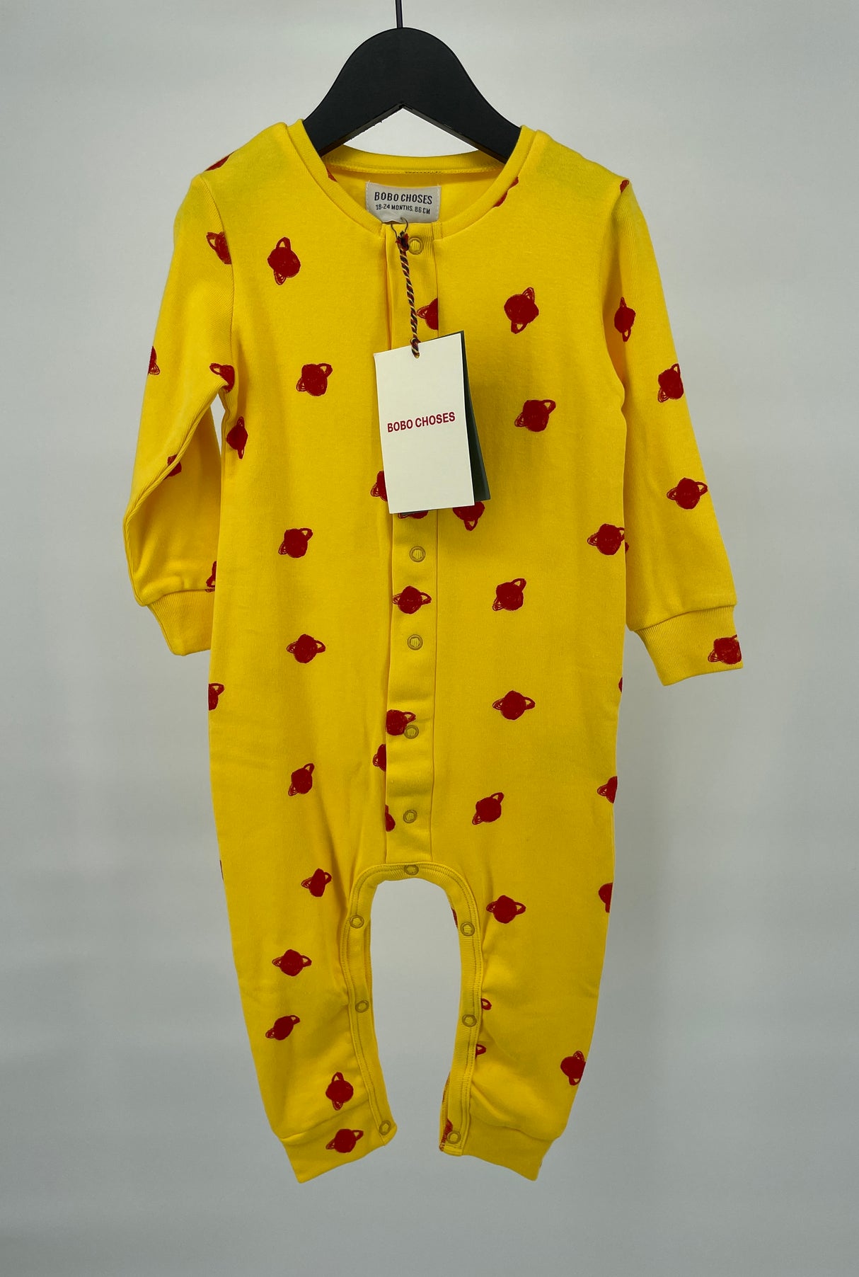 Jumpsuit Geel Rood Saturnus Maat 86 / 92