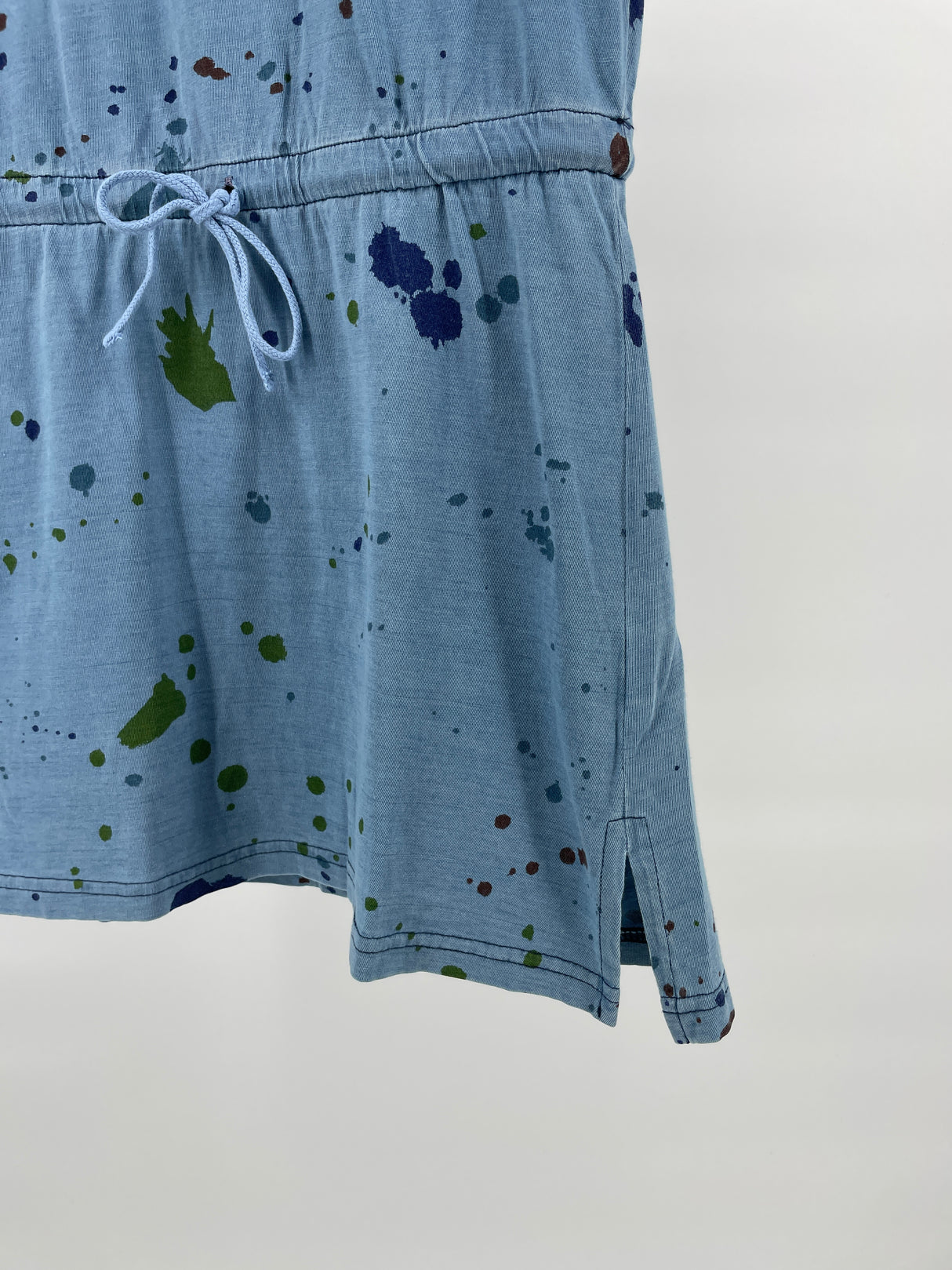 Jurk Blauw Korte Mouw met Spetters Maat 116 / 122