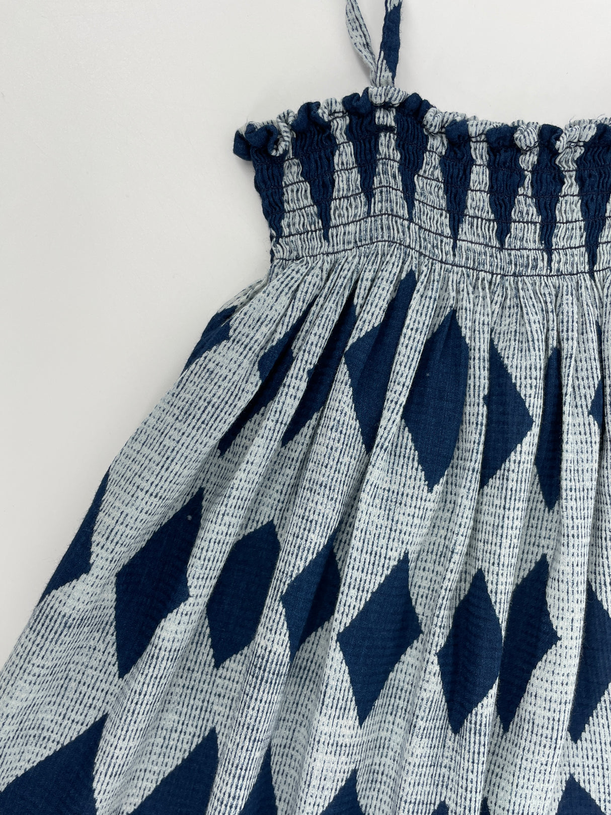 Jurk Donkerblauw Mouwloos Ruiten Maat 92 / 98