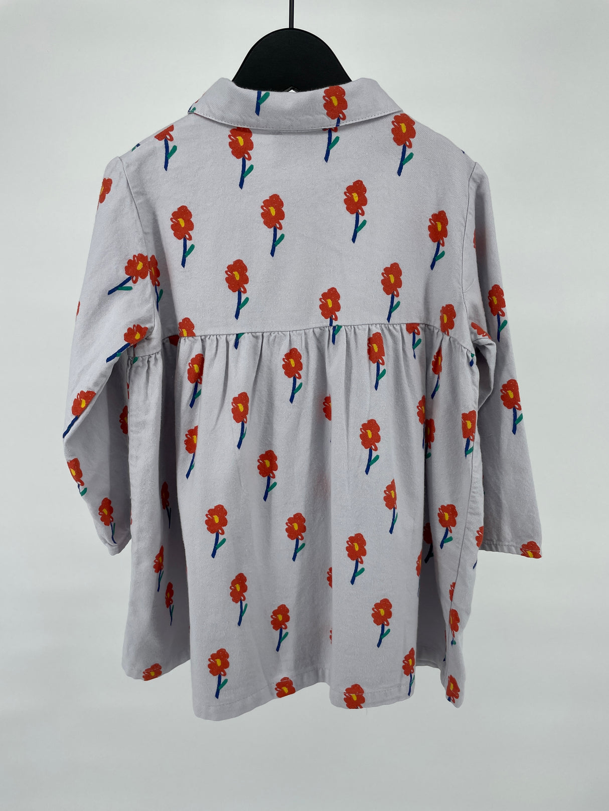 Jurk Grijs Lange Mouw Bloemetjes Print Maat 92 / 98