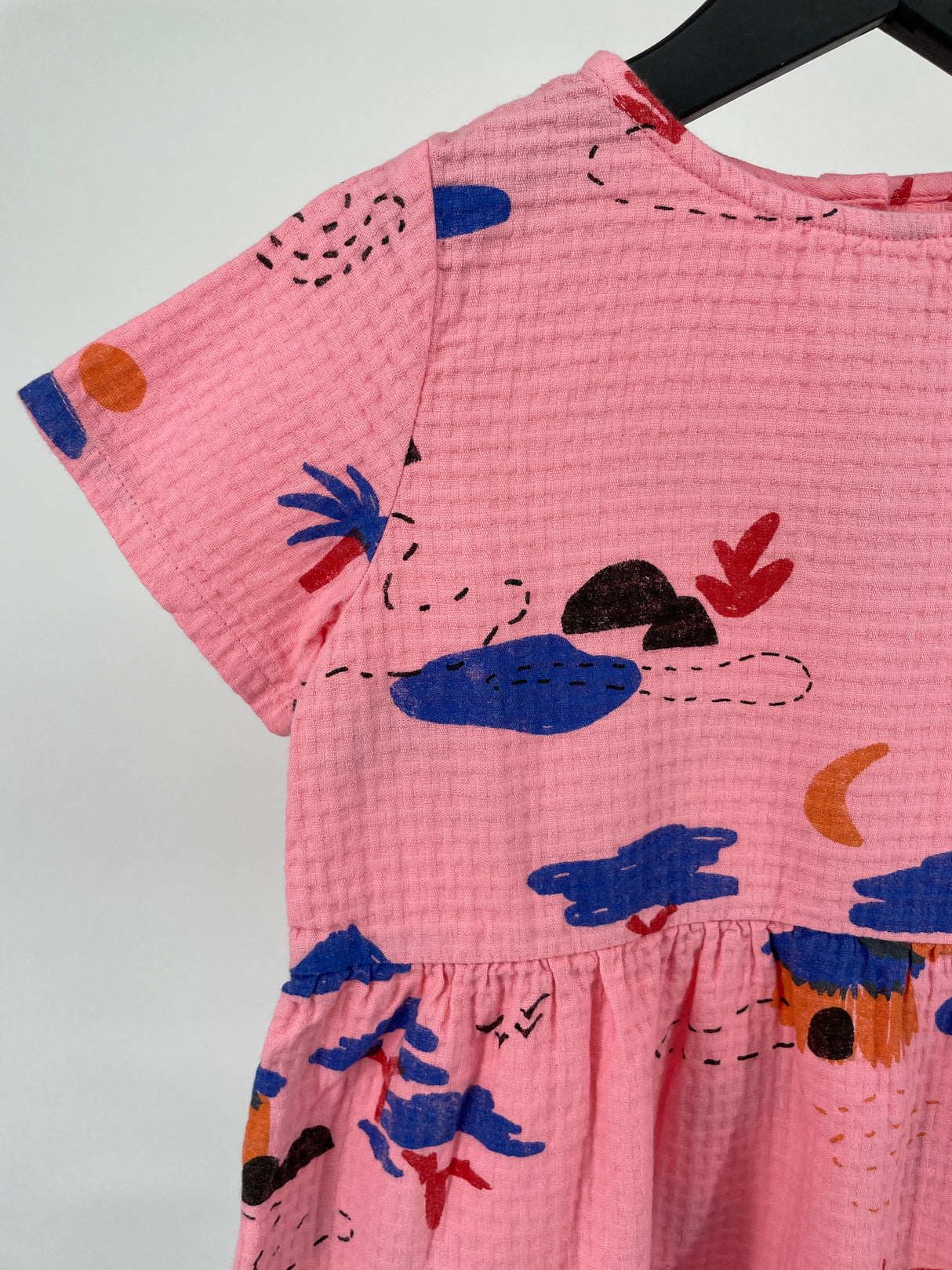 Jurk Roze Korte Mouw Afrika Print Maat 92 / 98