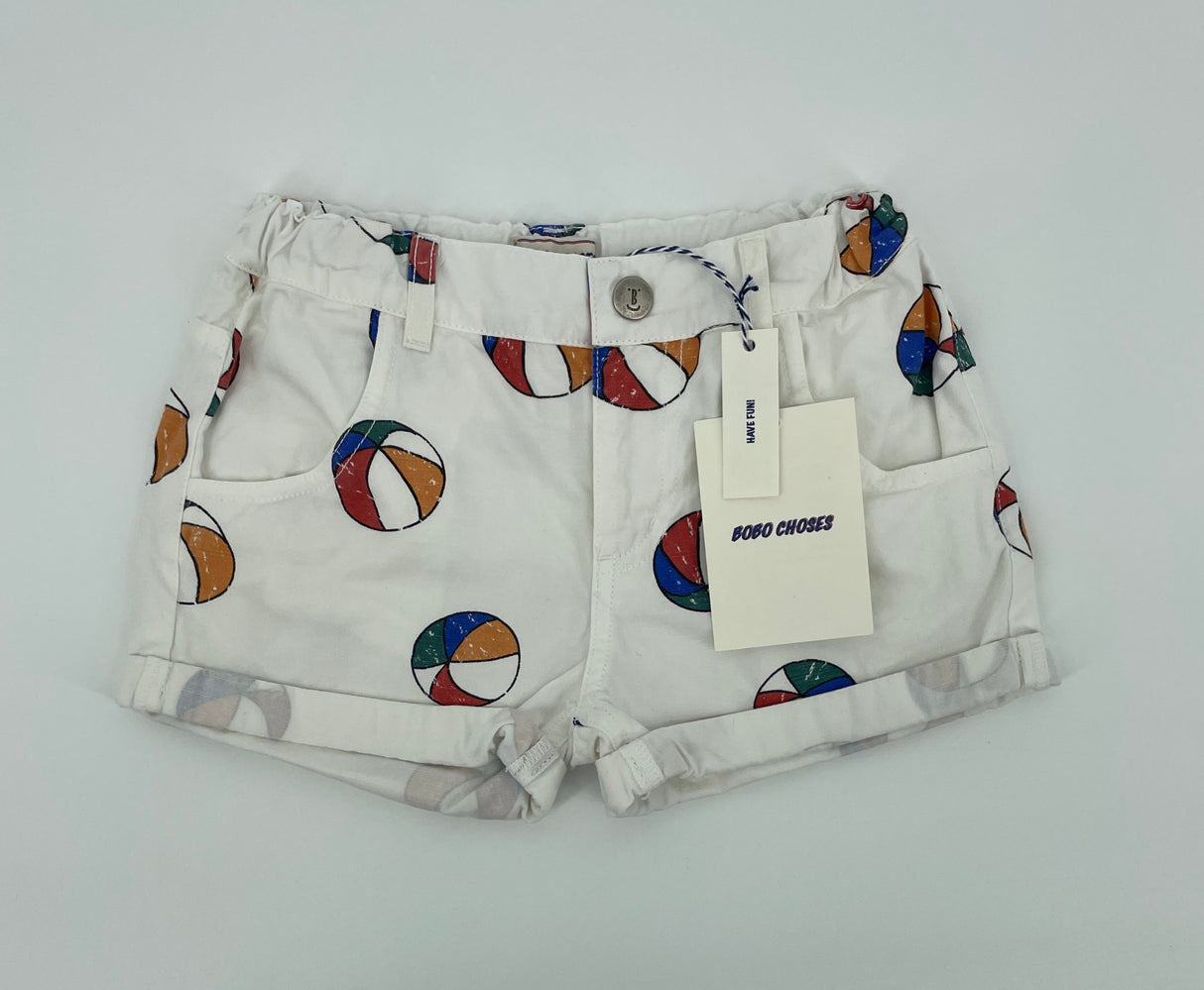 Korte Broek Wit met Strandballen Print Maat 86 / 92
