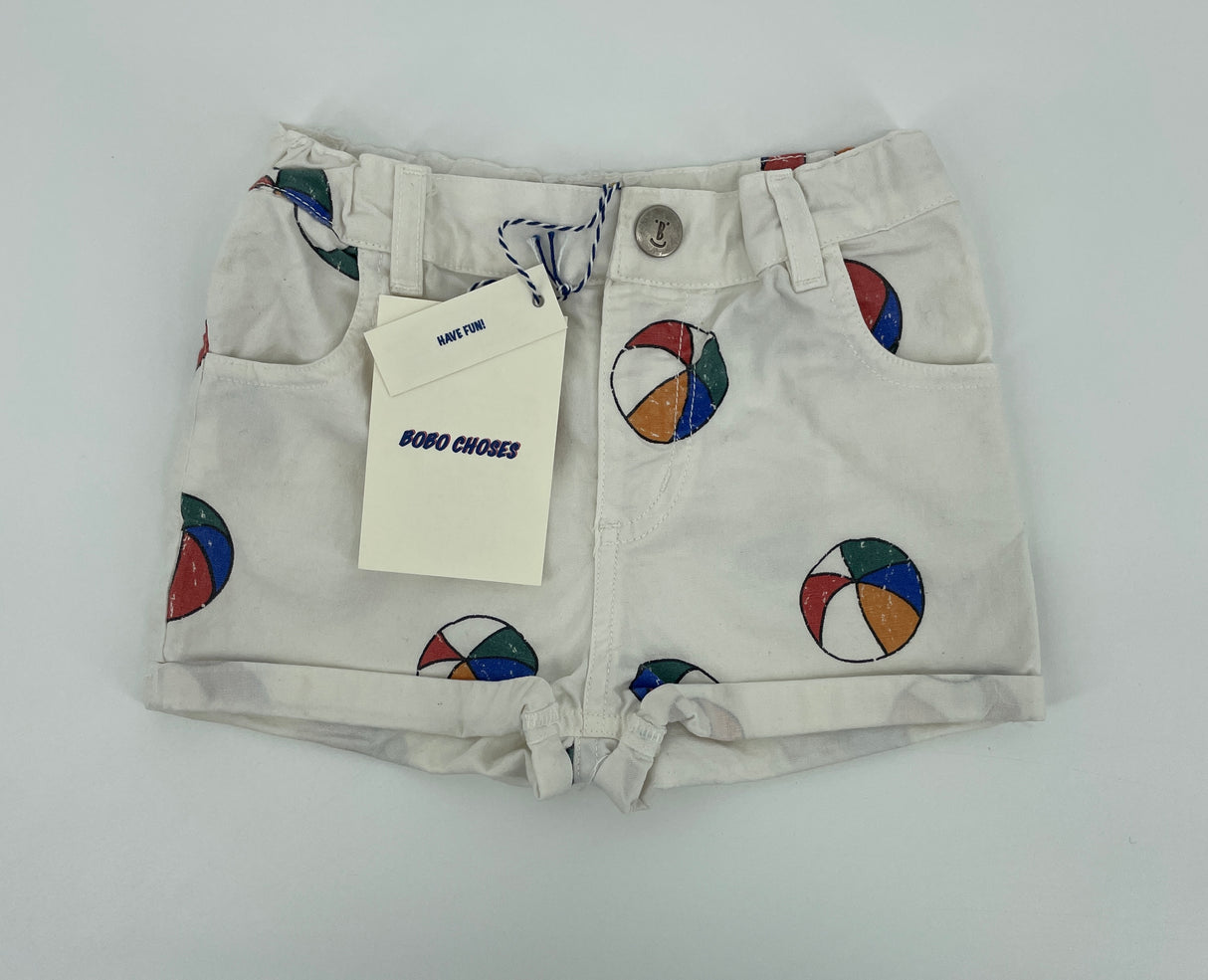 Korte Broek Wit met Strandballen Print Maat 86 / 92