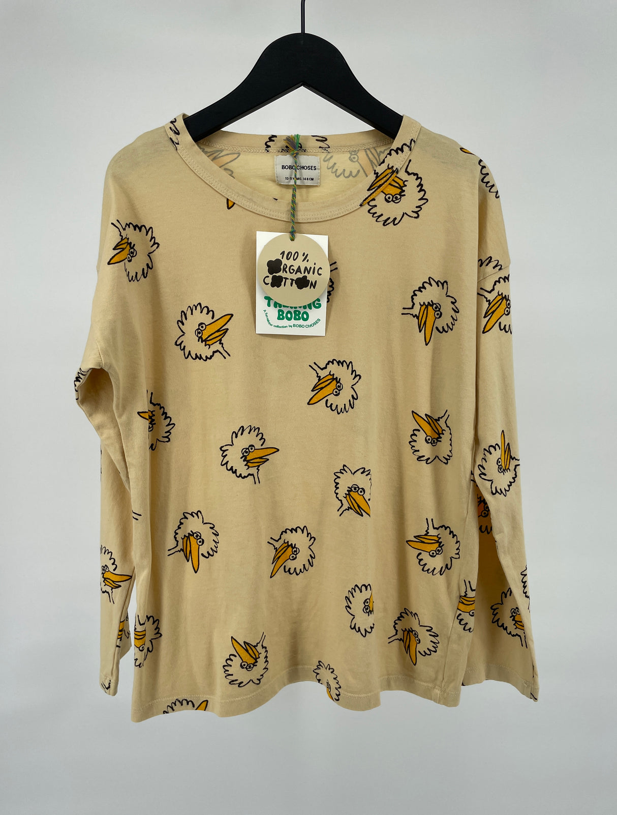 Longsleeve Geel Vogel Print Maat 140 / 146