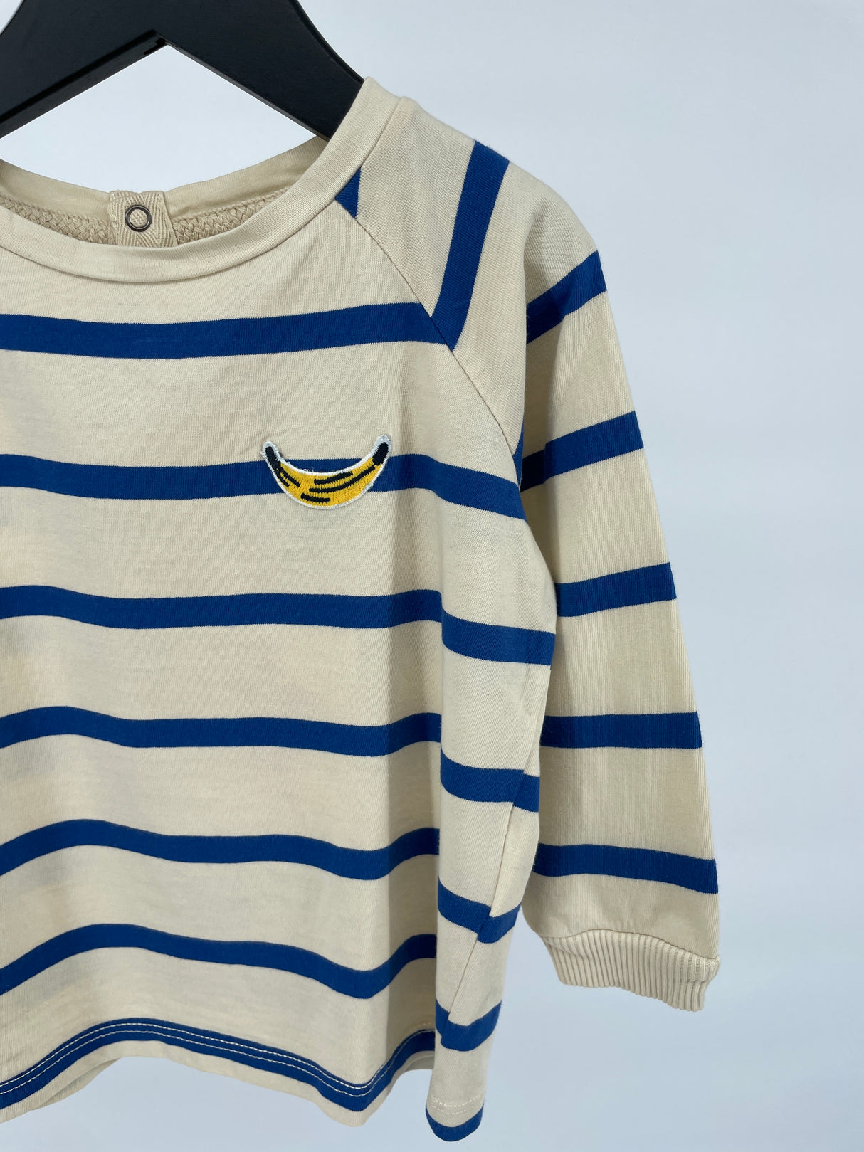 Longsleeve Beige Blauw Banaan Maat 86 / 92