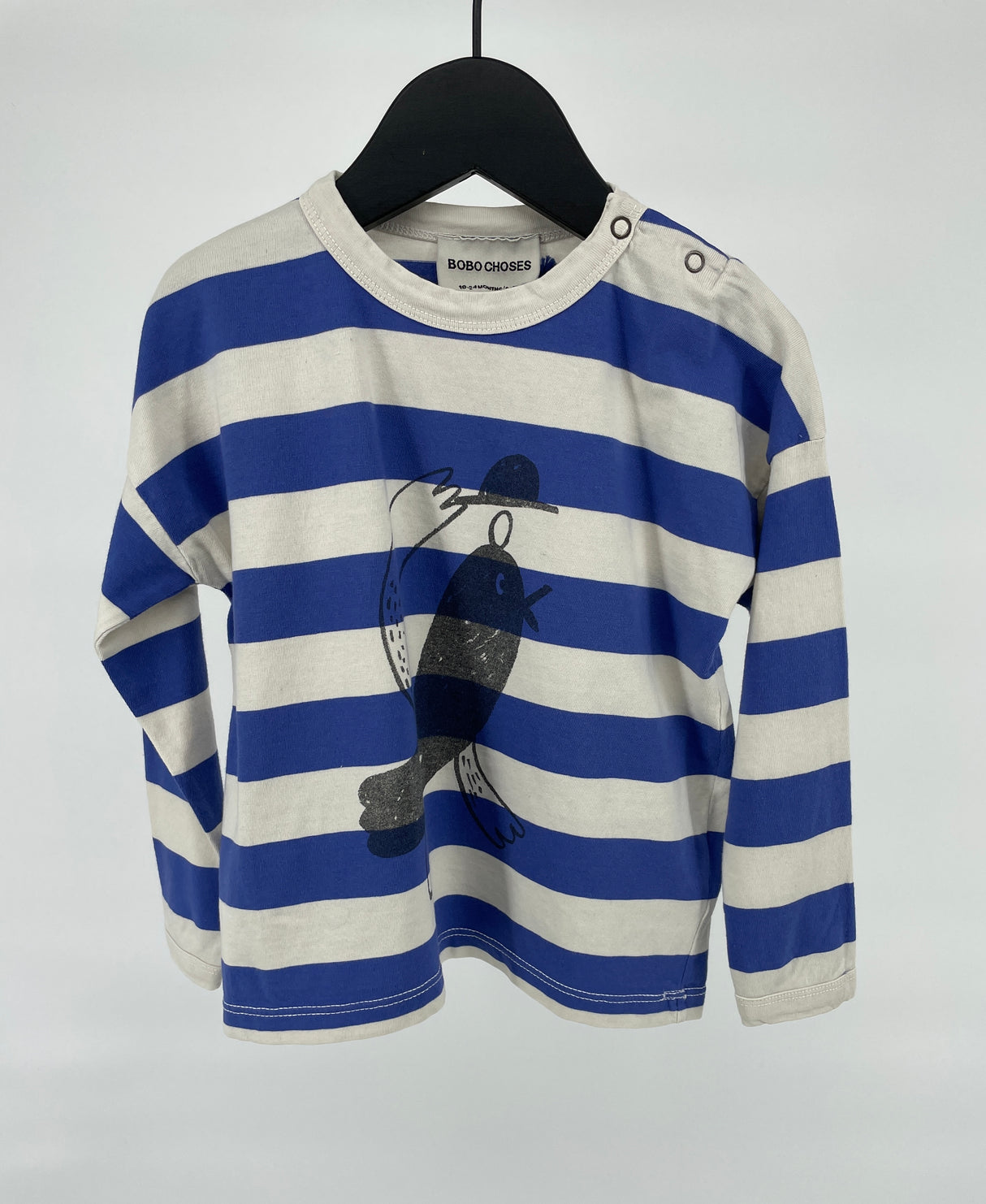 Longsleeve Blauw Wit Vogel Maat 86 / 92