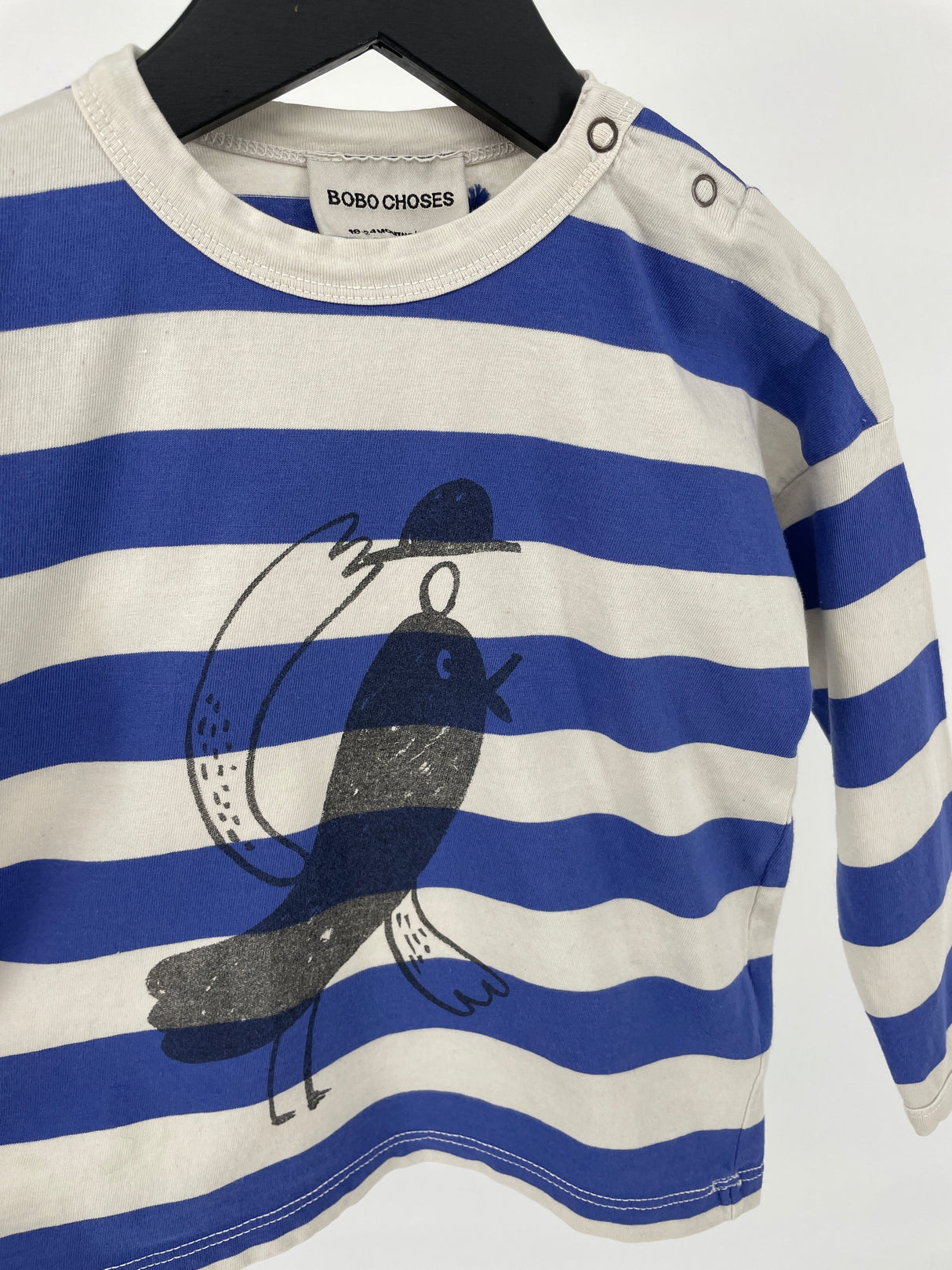 Longsleeve Blauw Wit Vogel Maat 86 / 92