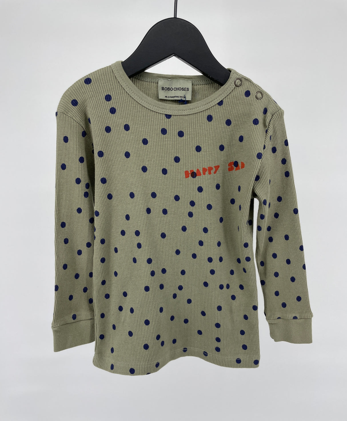 Longsleeve Groen Confetti Rib Maat 86 / 92