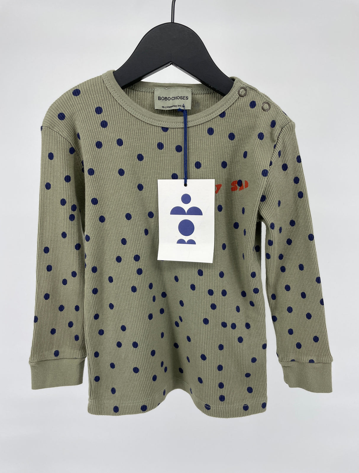 Longsleeve Groen Confetti Rib Maat 86 / 92