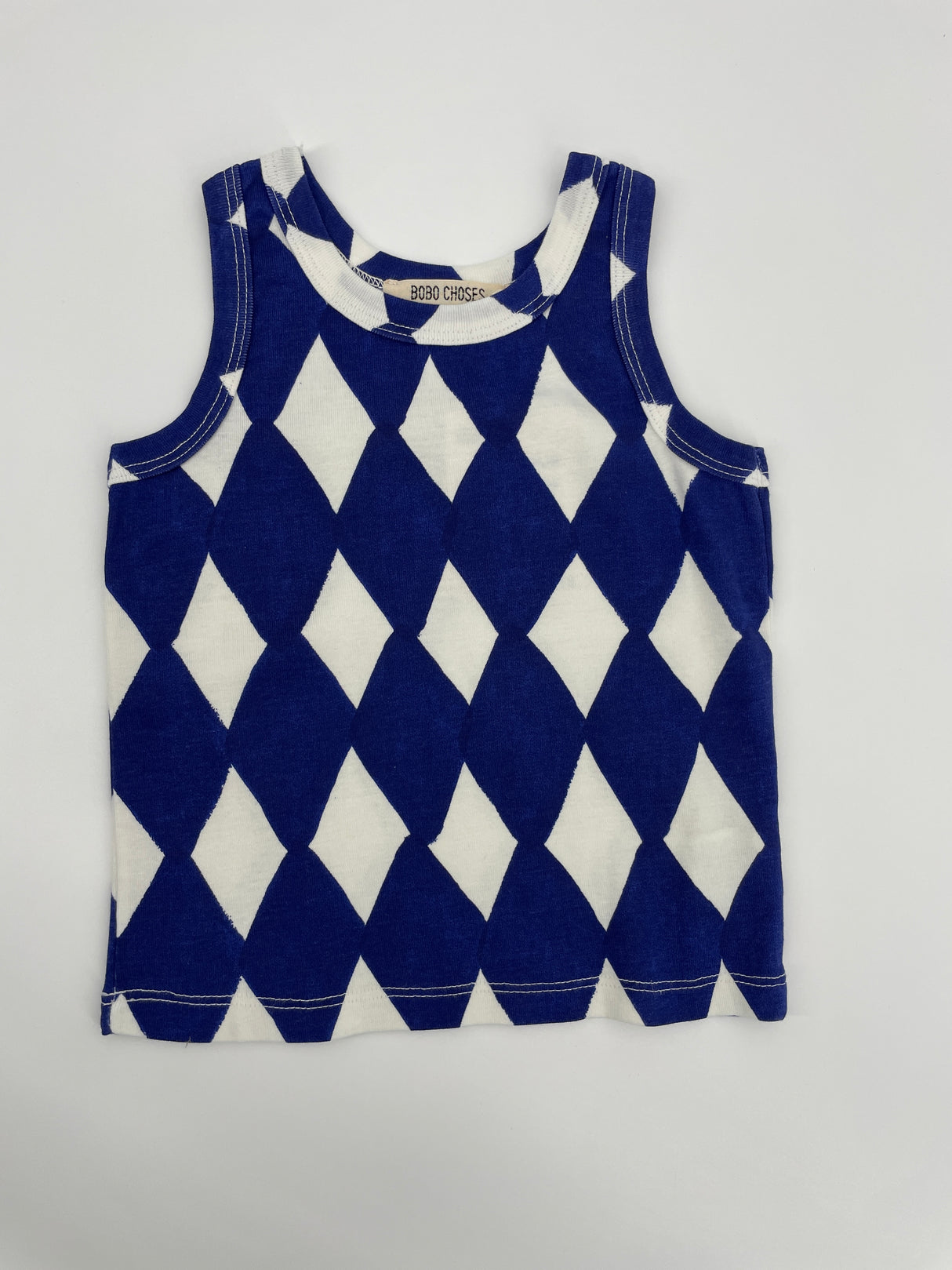 Tanktop Wit Donkerblauw Ruiten Maat 80 / 86