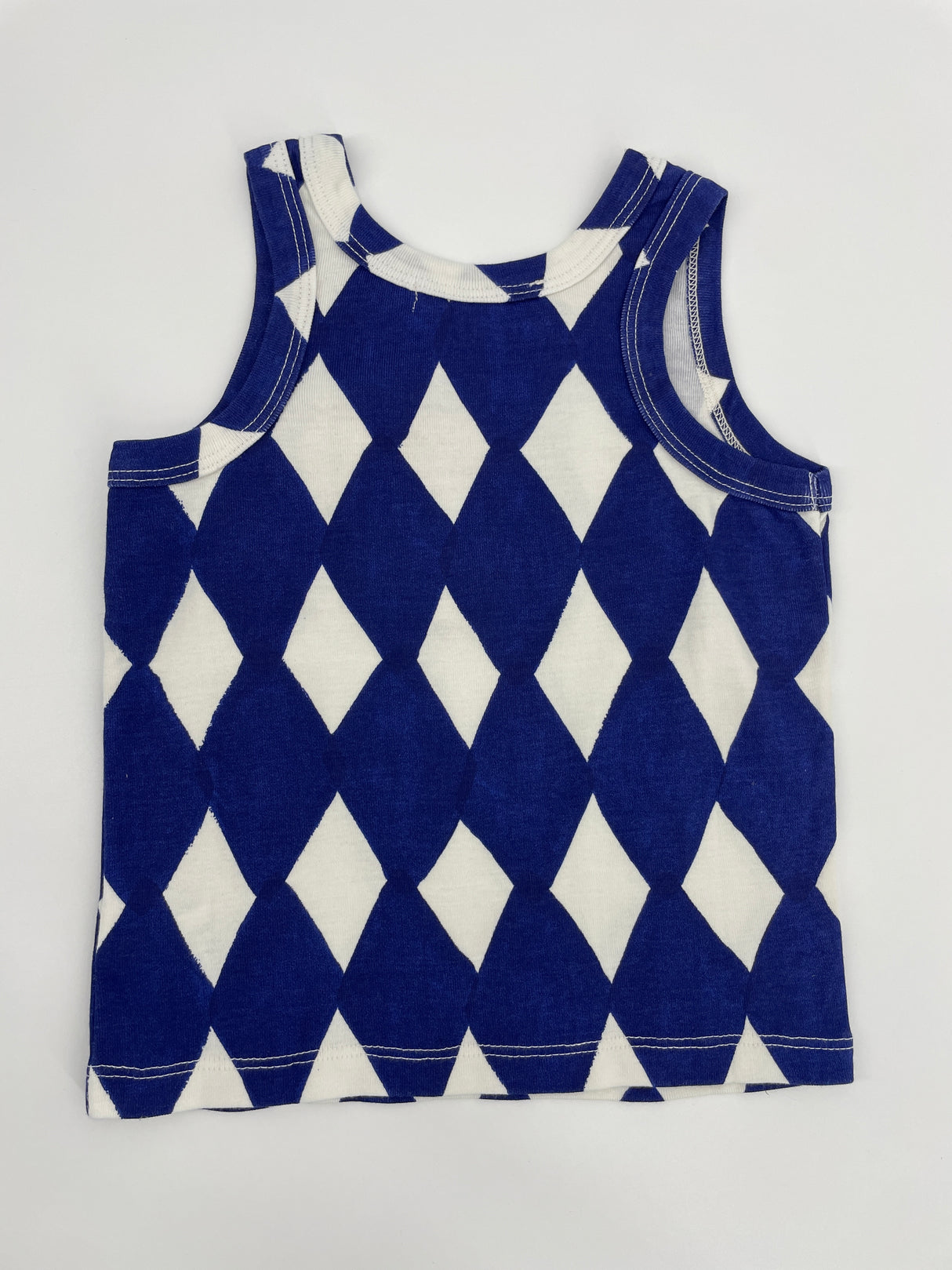 Tanktop Wit Donkerblauw Ruiten Maat 80 / 86