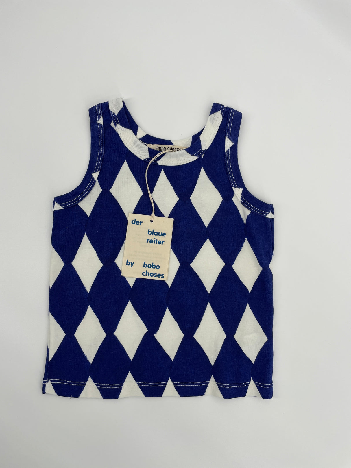 Tanktop Wit Donkerblauw Ruiten Maat 80 / 86