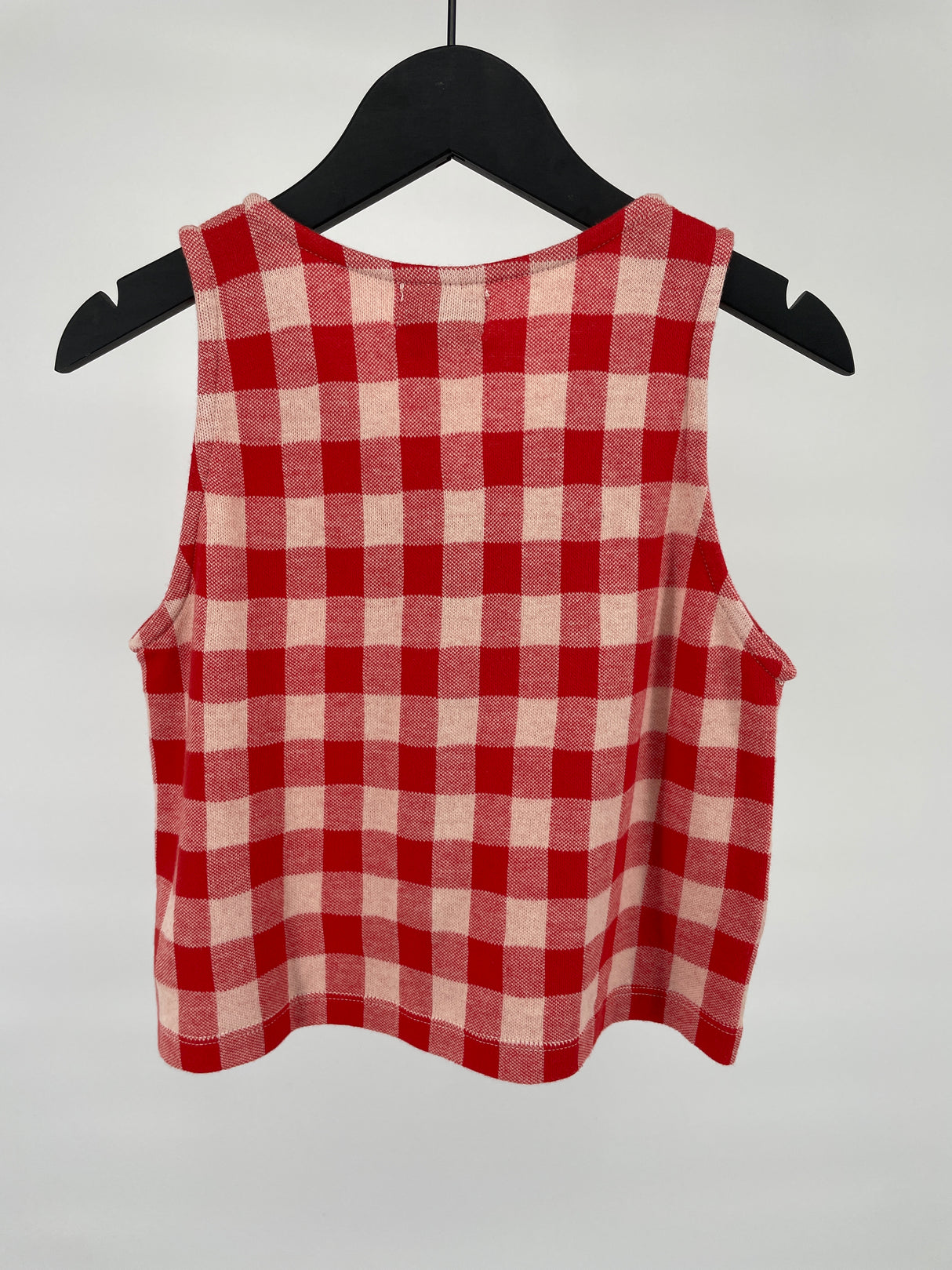 Top Mouwloos Rood Beige Geblokt Maat 104 / 110