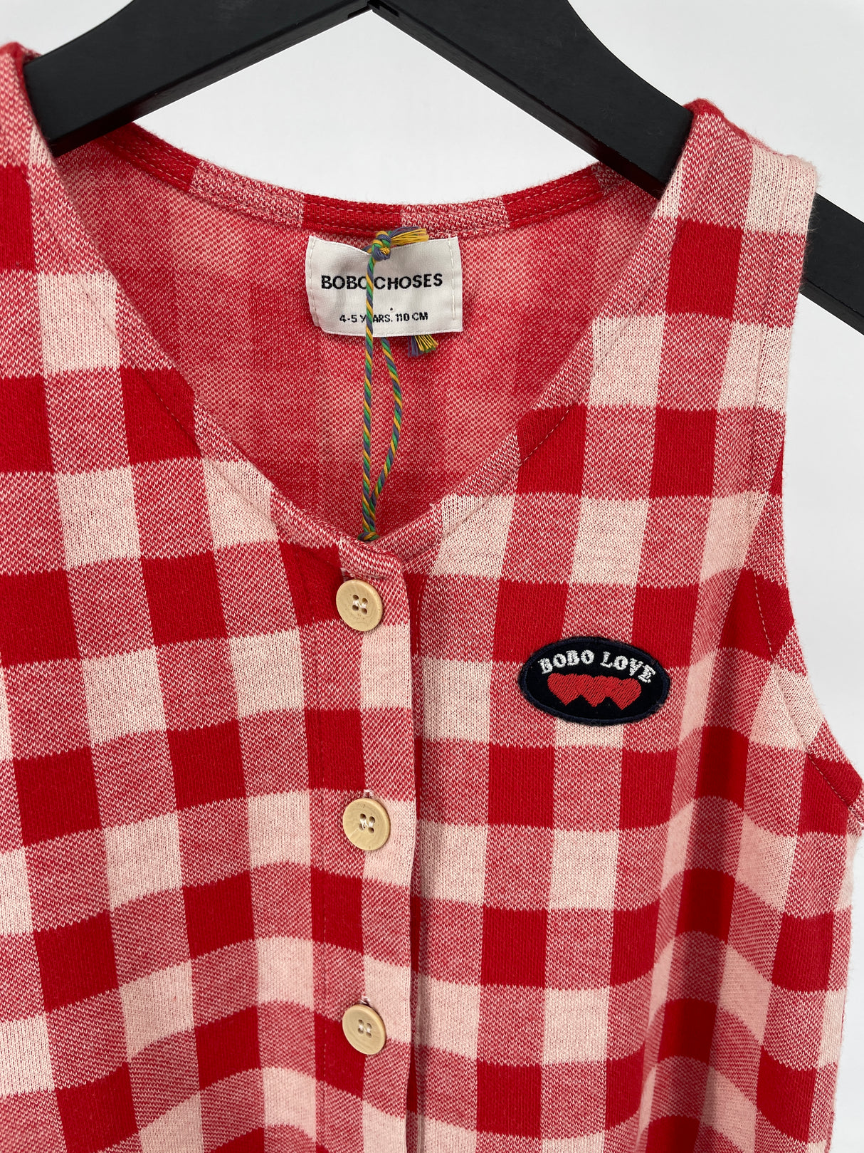 Top Mouwloos Rood Beige Geblokt Maat 104 / 110