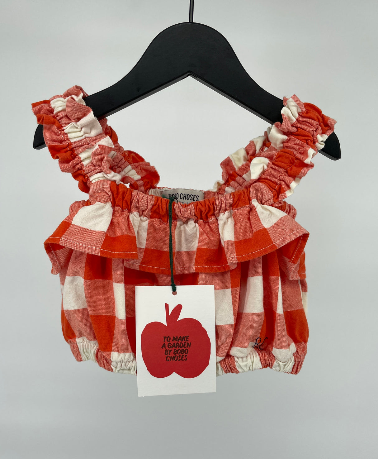 Crop Top Rood Beige Geblokt Roesjes Maat 104 / 110