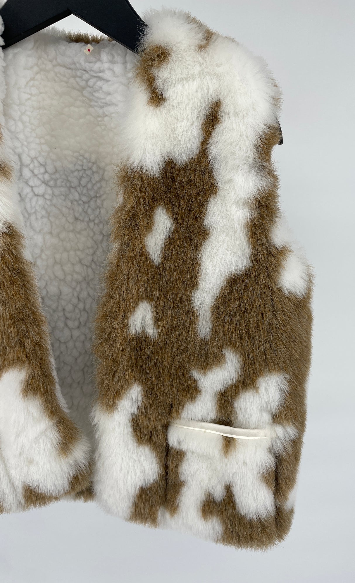 Bodywarmer Beige Bruin Faux Fur Koe Maat 134