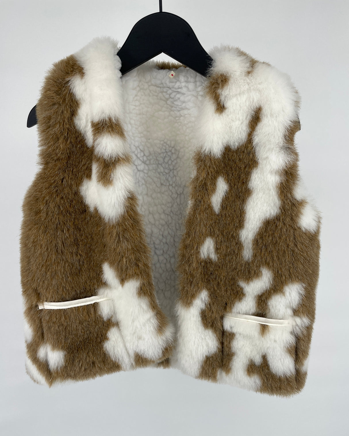 Bodywarmer Beige Bruin Faux Fur Koe Maat 134