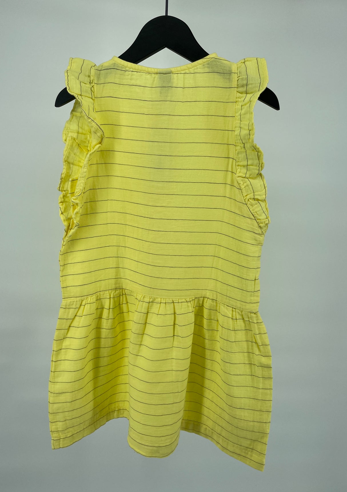 Jurk Geel Blauwe Streepjes Roesjes Maat 128 / 134