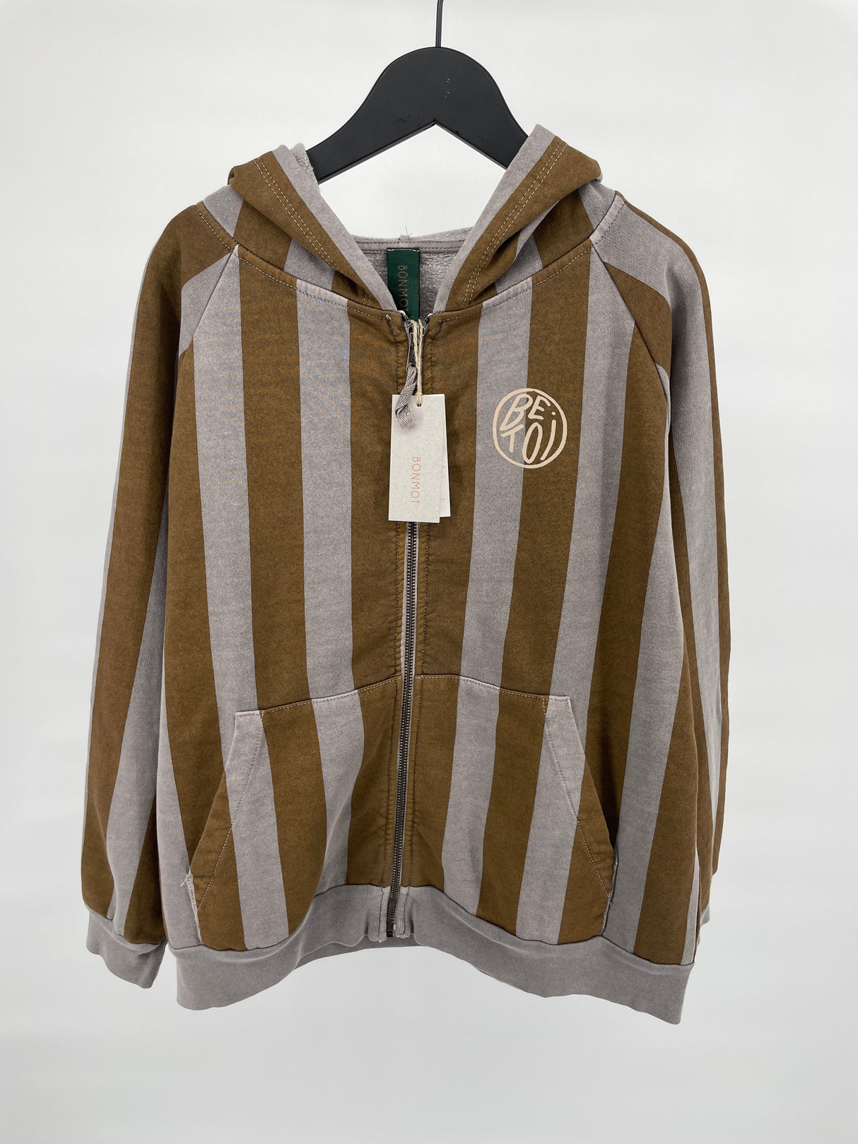 Vest Bruin Grijs Gestreept Maat 140 / 146