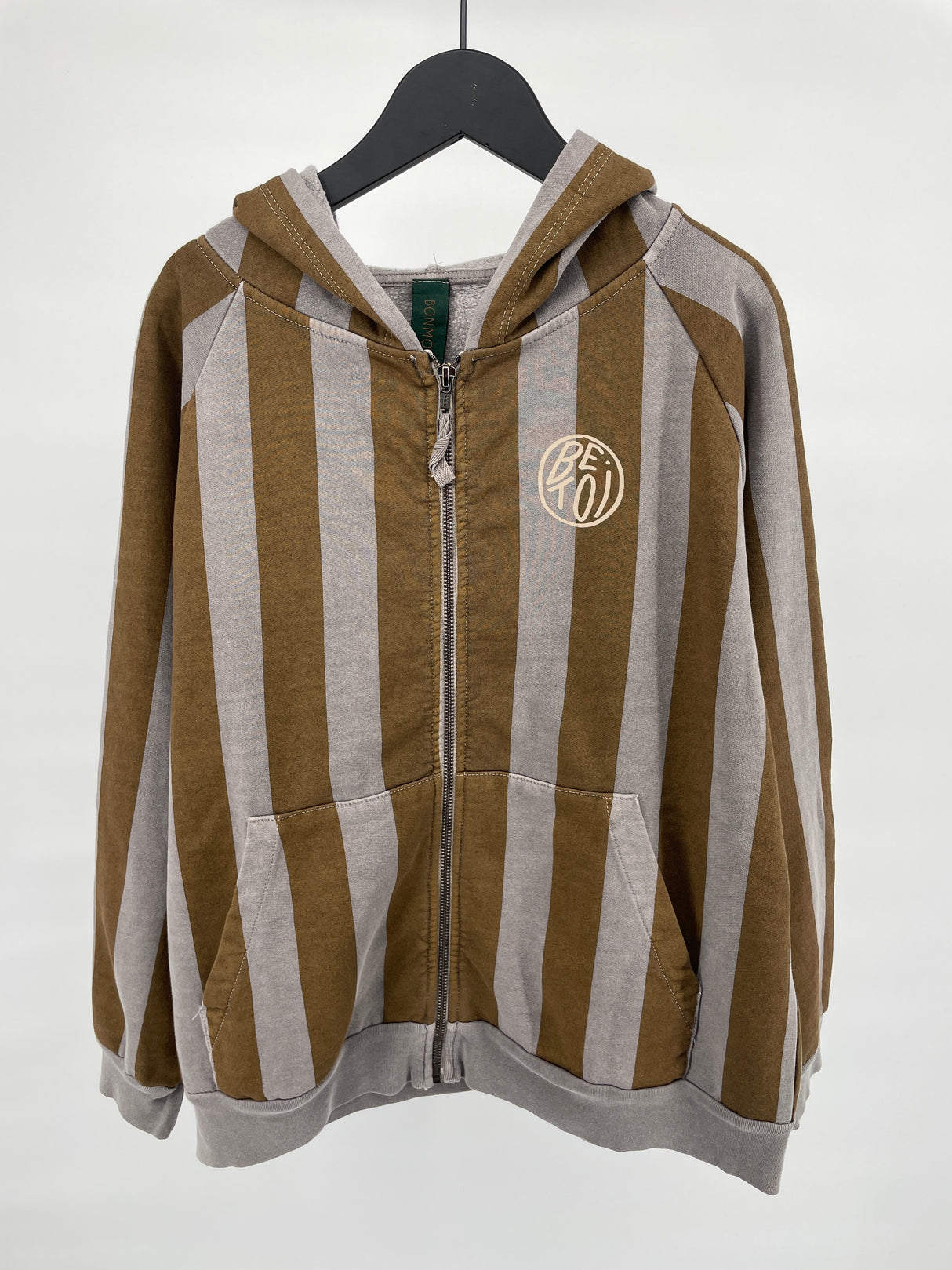 Vest Bruin Grijs Gestreept Maat 140 / 146