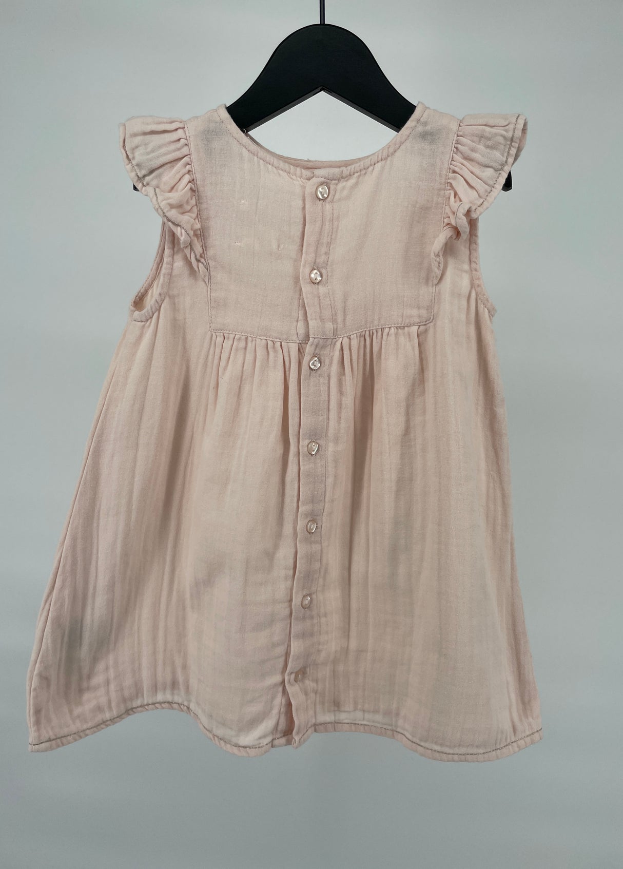 Jurk Lichtroze Mouwloos Roesjes Maat 80