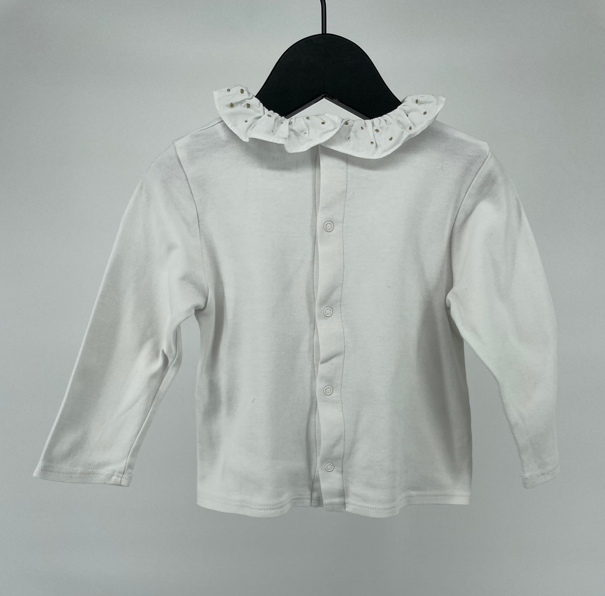 Top Lange Mouwen Wit Roesjes Kraag Maat 74