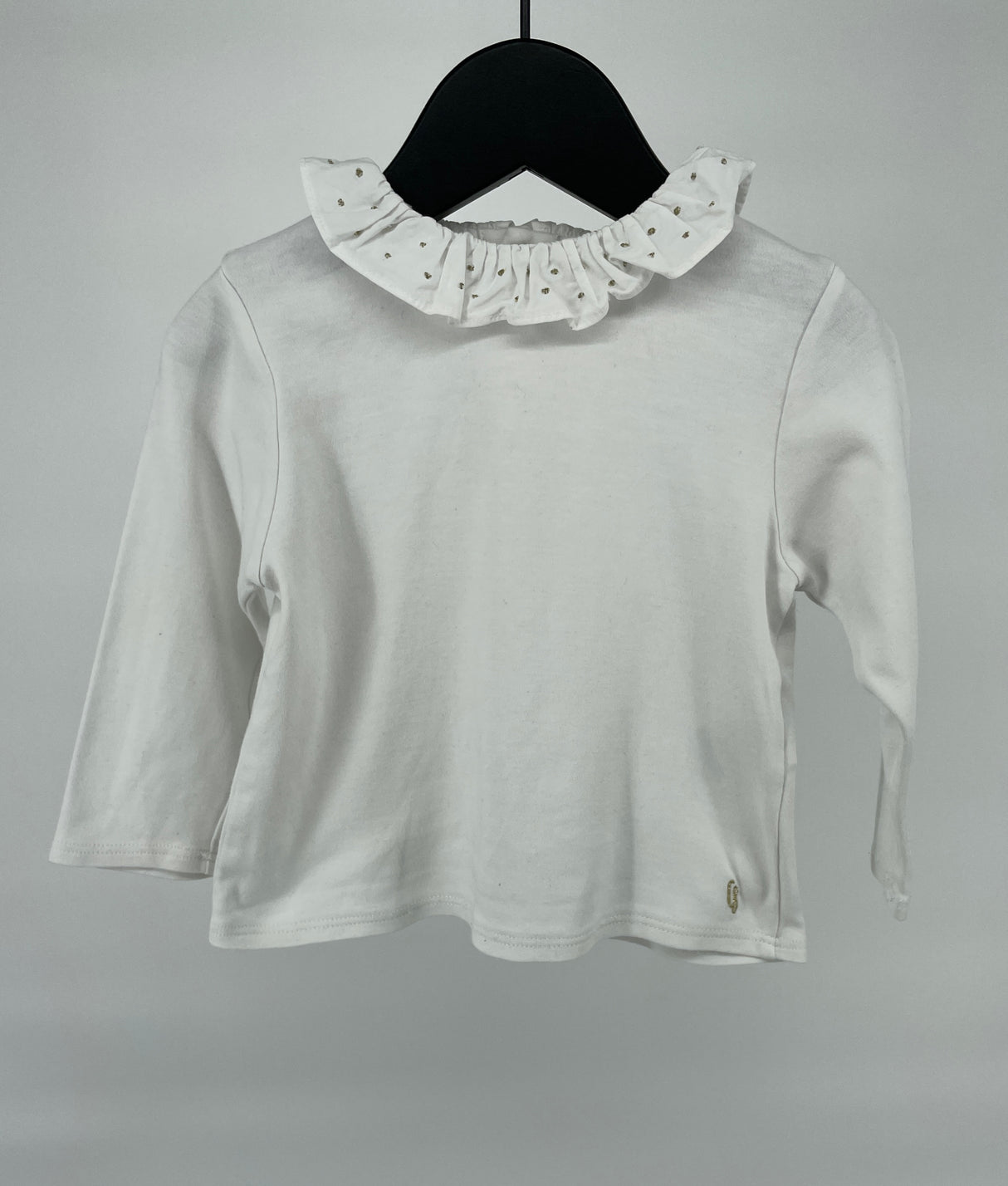 Top Lange Mouwen Wit Roesjes Kraag Maat 74