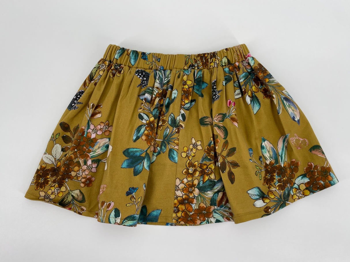 Rokje Oker Geel Bloemen Print Maat 104