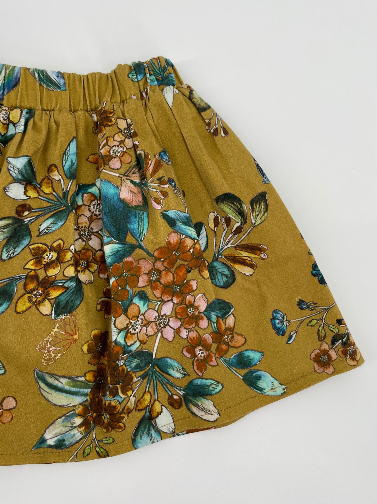 Rokje Oker Geel Bloemen Print Maat 104