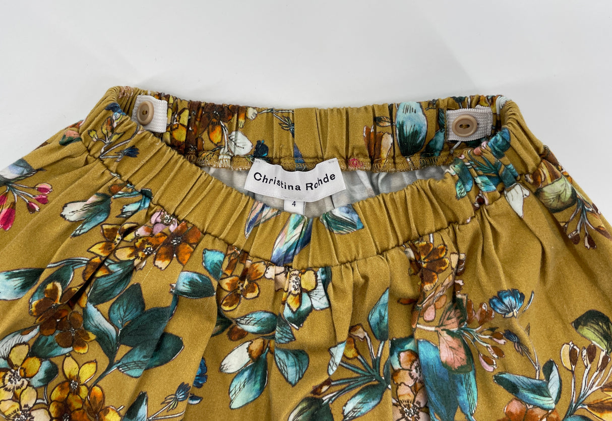 Rokje Oker Geel Bloemen Print Maat 104