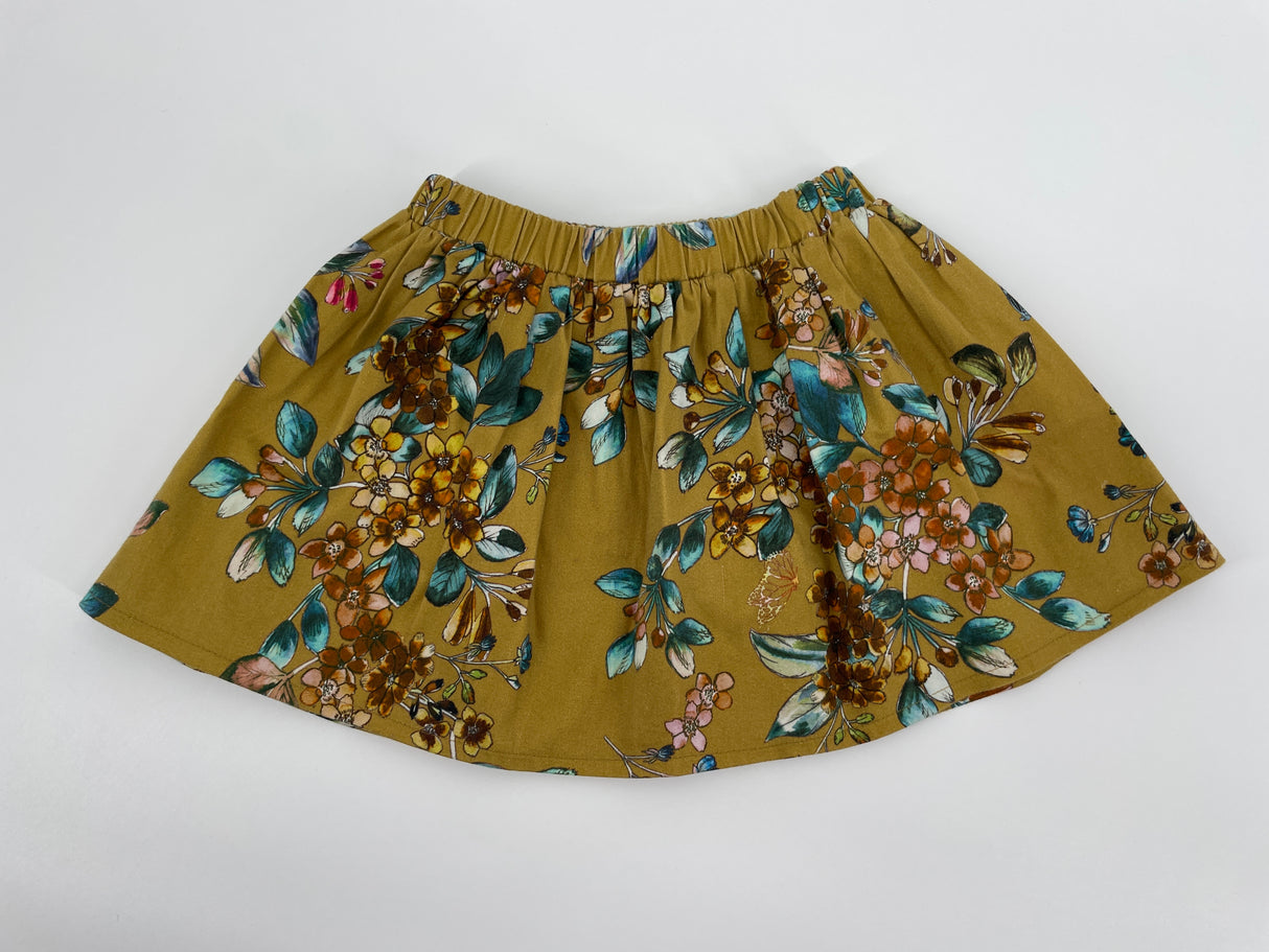 Rokje Oker Geel Bloemen Print Maat 104