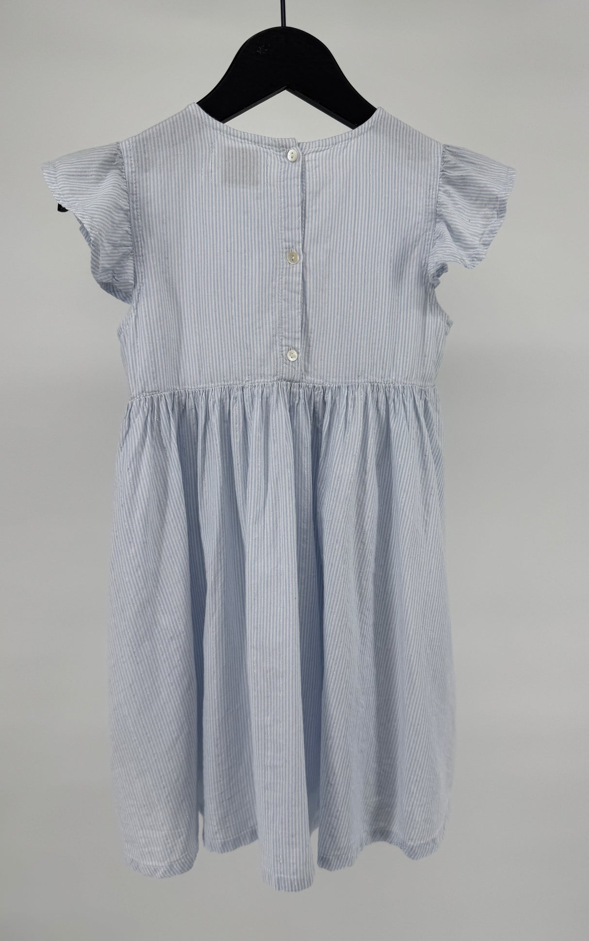 Jurk Blauw Wit Gestreept Lurex Roesjes Maat 110