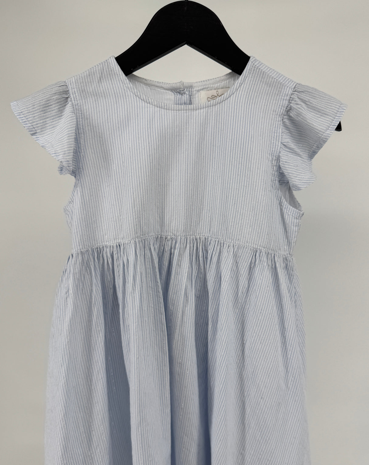 Jurk Blauw Wit Gestreept Lurex Roesjes Maat 110